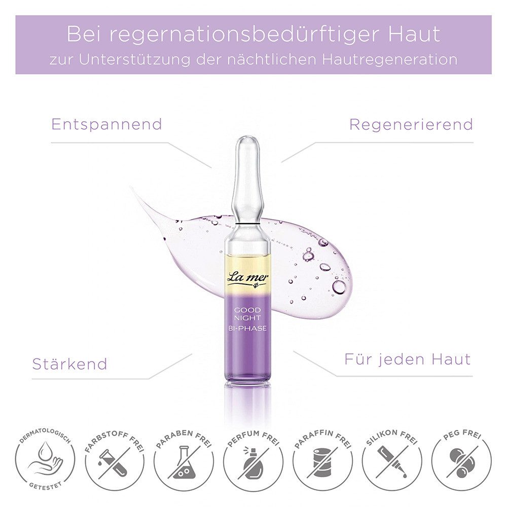 La mer Gesichtspflege Good Night Ampulle – regenerierende Nacht Ampulle Entspannende 2-Phasen Ampulle mit Lavendelöl, Hyaluronsäure & Vitamin A, unterstützt die nächtliche Hautregeneration und verbessert die Elastizität