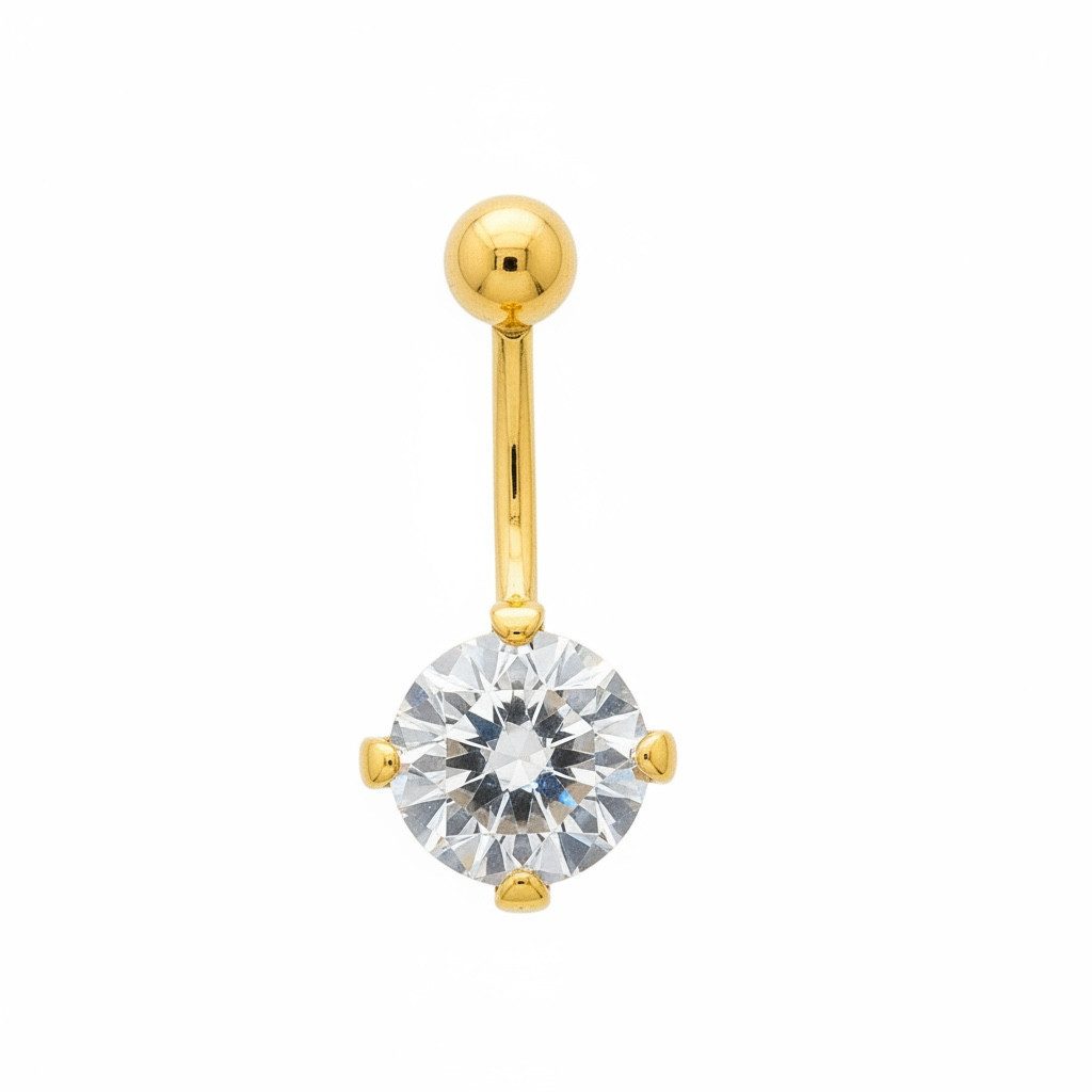 Bauchnabelpiercing Damen Echt Gold 585/14 Karat Bananabell Nabelstecker Gelbgold BG14K204