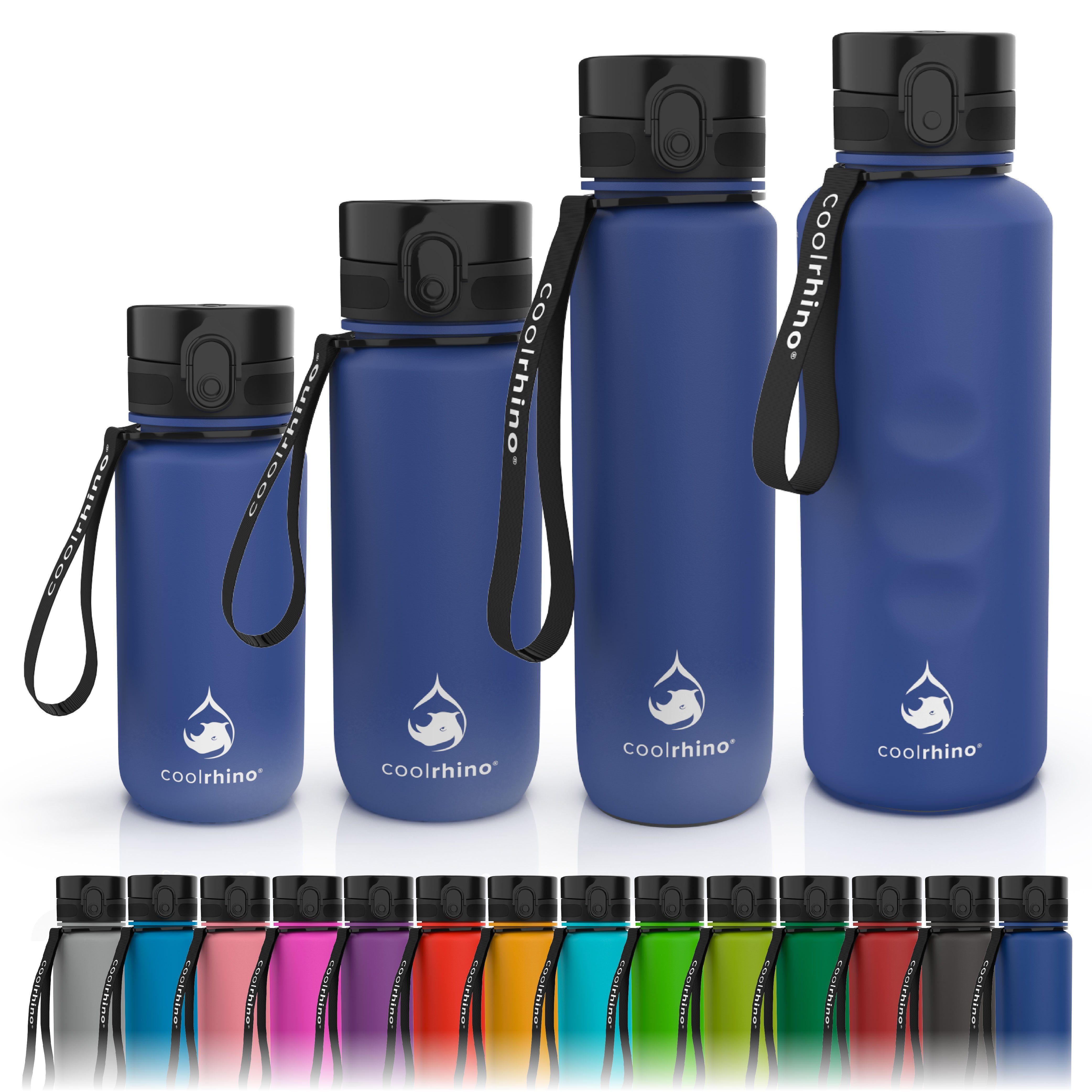 coolrhino Trinkflasche rhinoSport Tritan Sportflasche 350 ml, 650 ml, 1 liter, 1,5 l, Wasserflasche auslaufsicher für Sport, Outdoor, Schule und Fahrrad