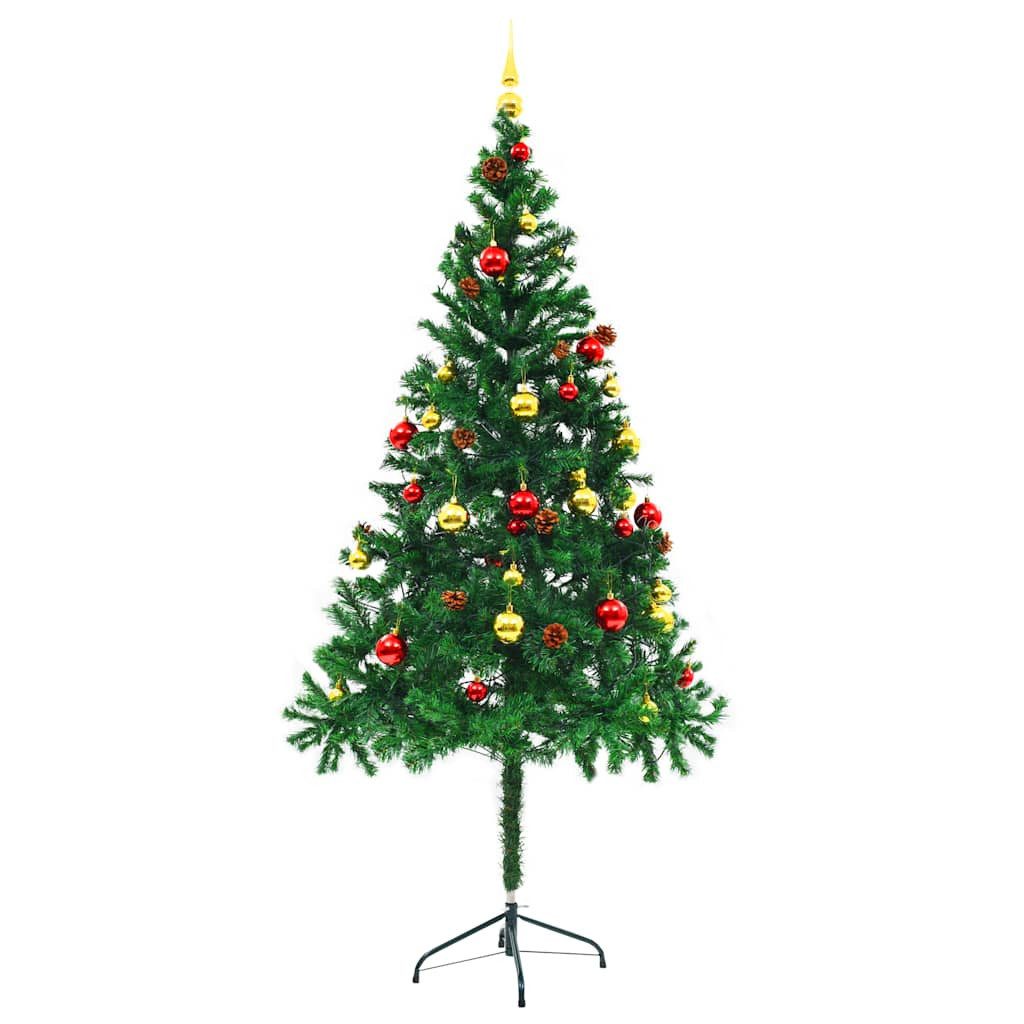vidaXL Künstlicher Weihnachtsbaum Künstlicher Weihnachtsbaum mit Beleuchtung & Kugeln Grün 180 cm