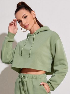 AFAZ New Trading UG Abendkleid Kurzes, bauchfreies Damen-Sweatshirt mit langen Ärmeln und Kapuze