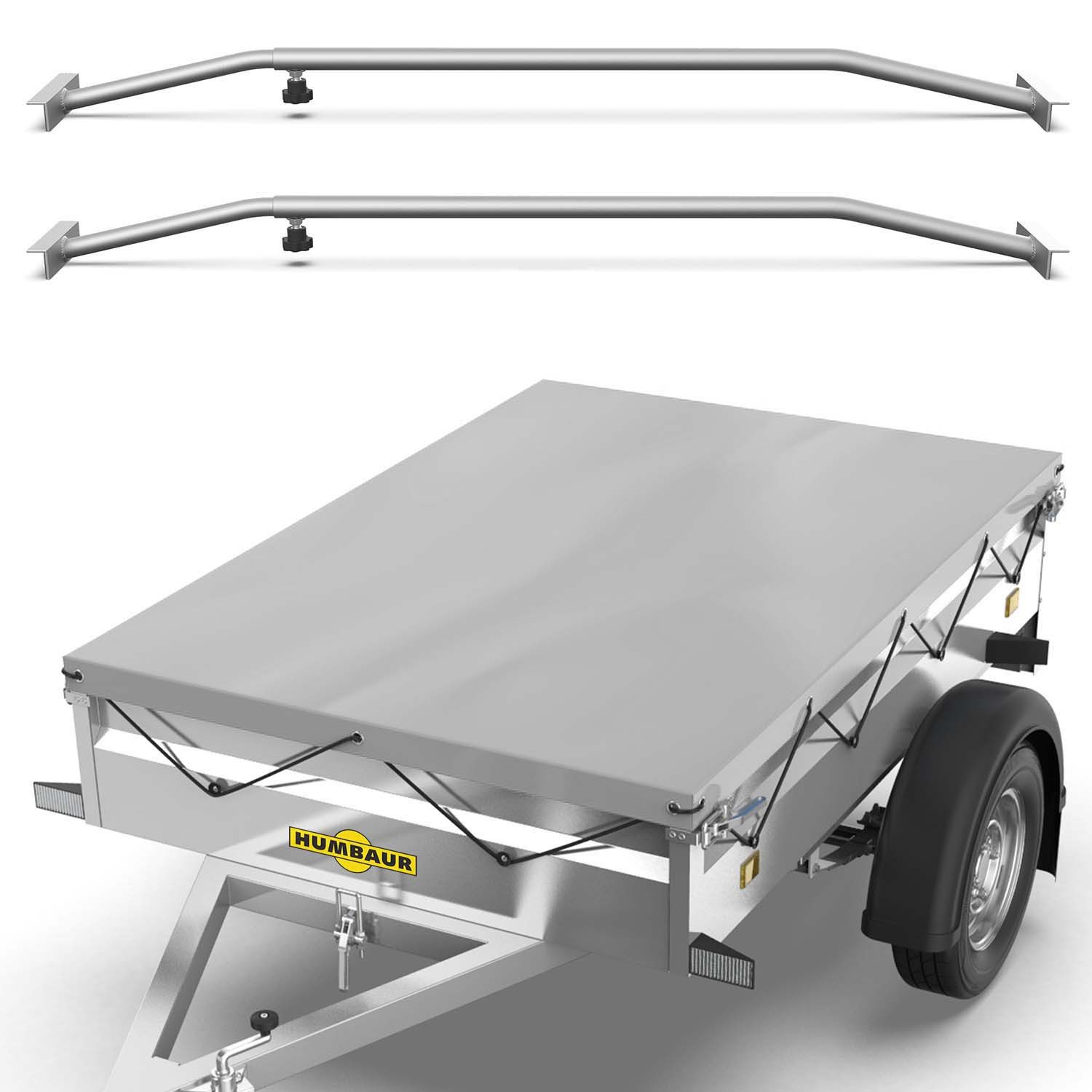 Tarpofix® Schutzplane Tarpofix Anhängerplane 211x116 cm wasserdicht PVC Abdeckplane, Graue Plane mit 2 Planenbügel, 211x116 cm