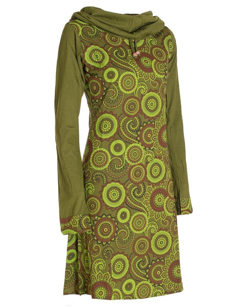 Vishes Jerseykleid Langarm Kleid Schal-Kleid Winterkleider Baumwollkleid Hippie, Goa, Ethno Style – Bild 5 von 5