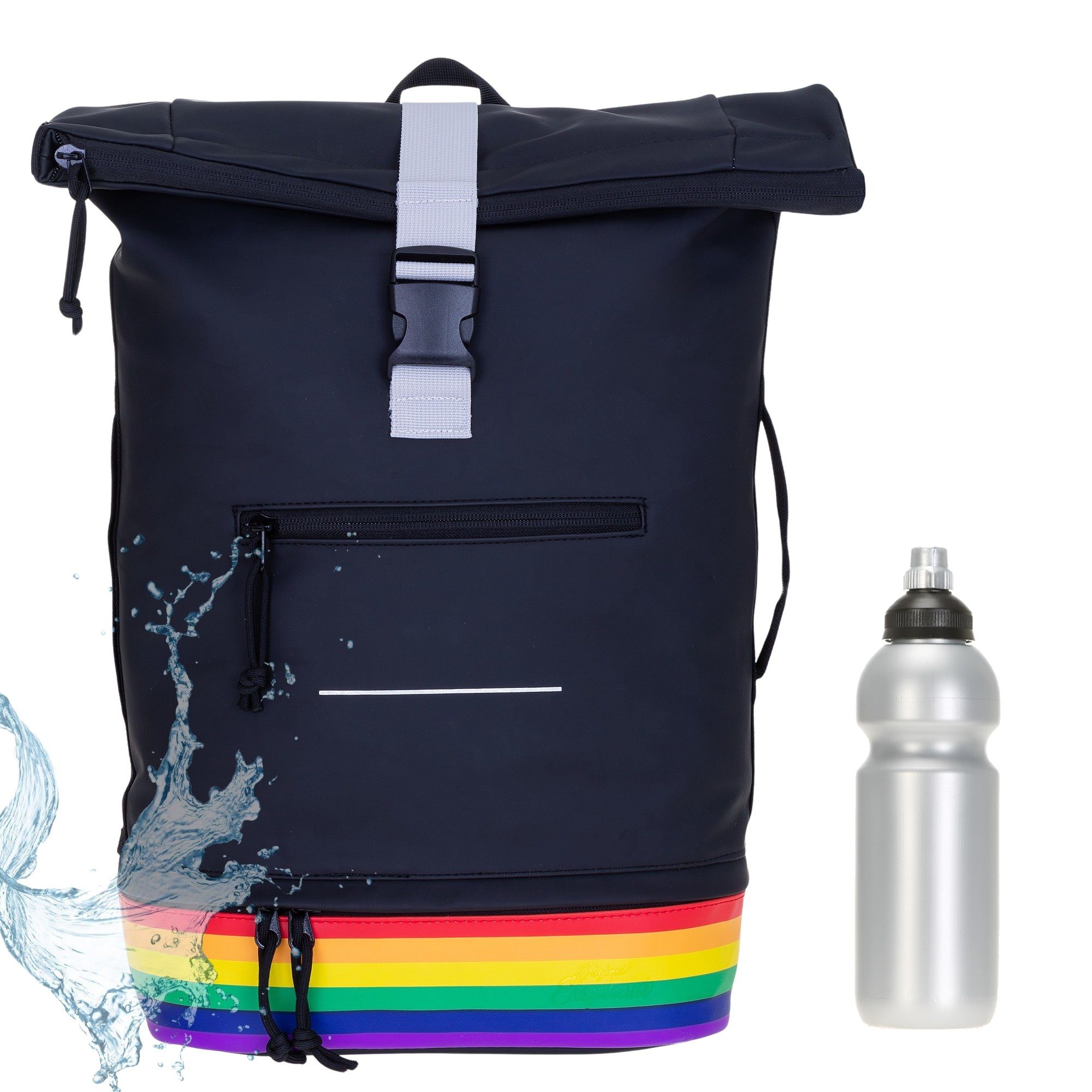ELEPHANT Freizeitrucksack Time Bag aus Plane mit Bodenfach, Rucksack Laptoprucksack Daypack wasserabweisend + Trinkflasche
