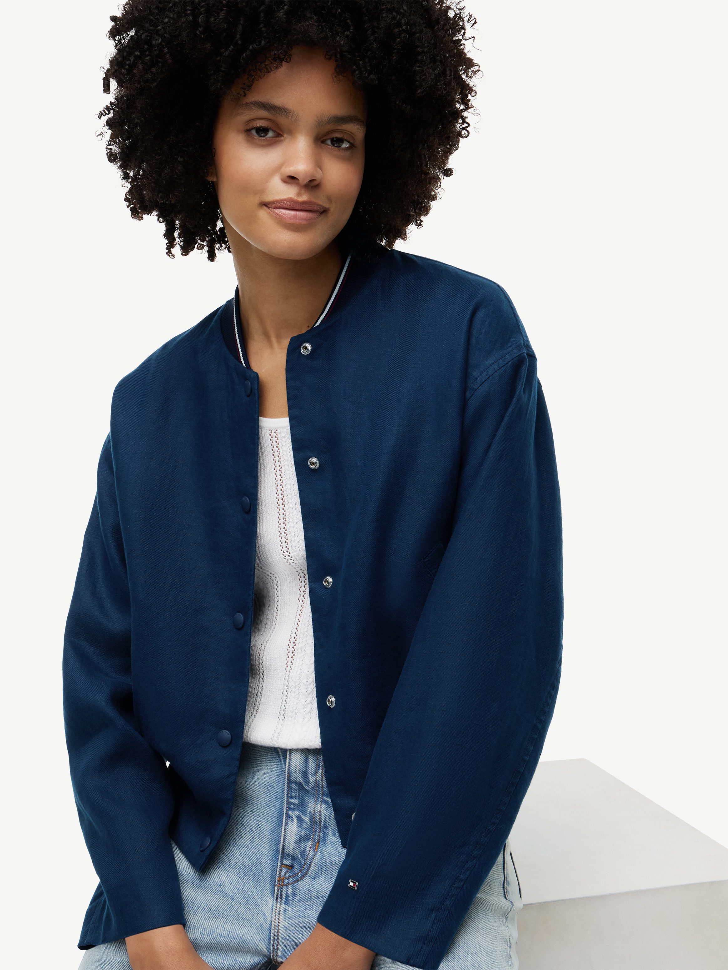 Tommy Hilfiger Bomberjacke RWB LINEN BOMBER Leinen