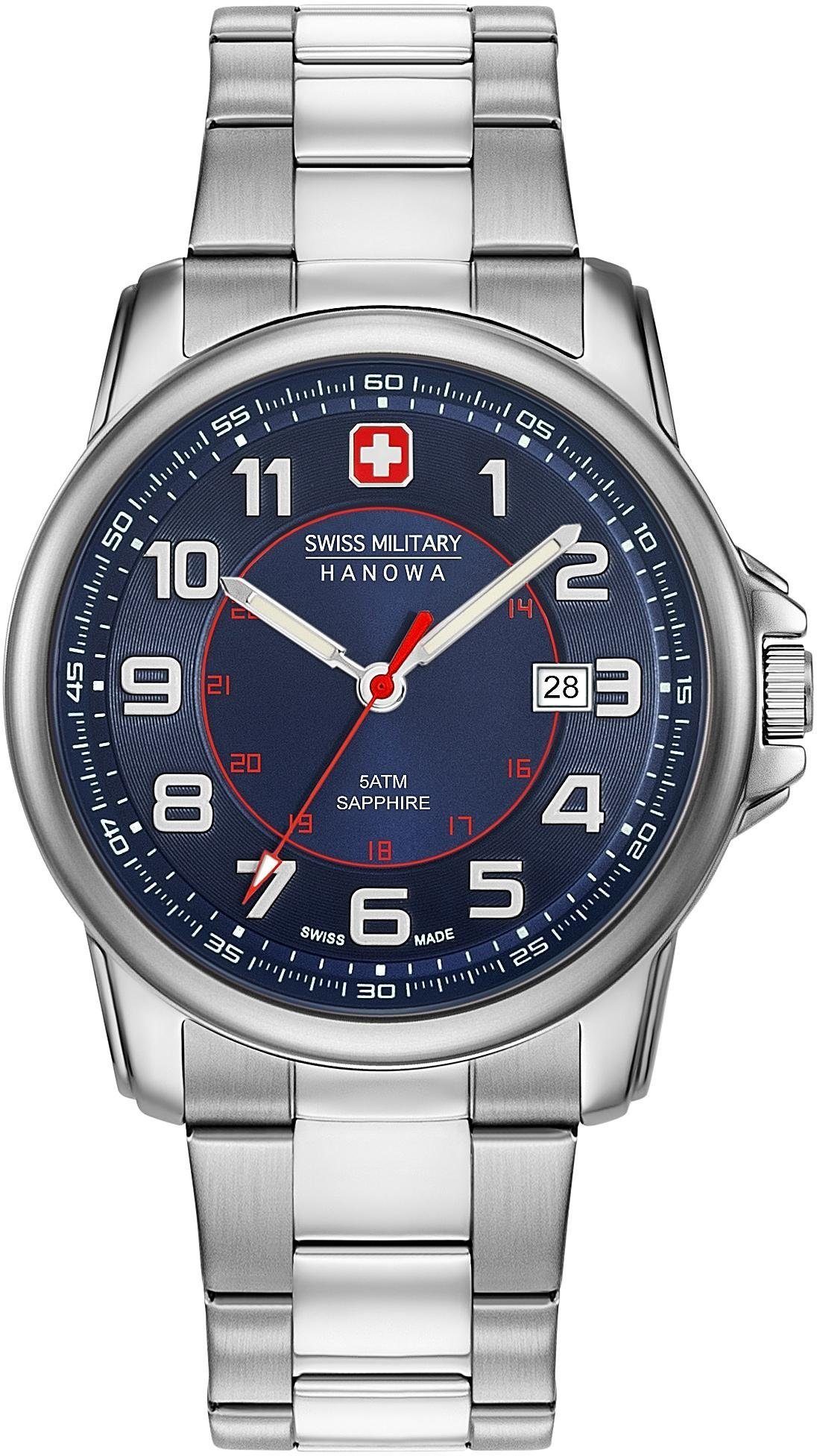 Swiss Military Hanowa Schweizer Uhr SWISS GRENADIER, 06-5330.04.003,  Edelstahlgehäuse, silberfarben, Ø ca. 43 mm