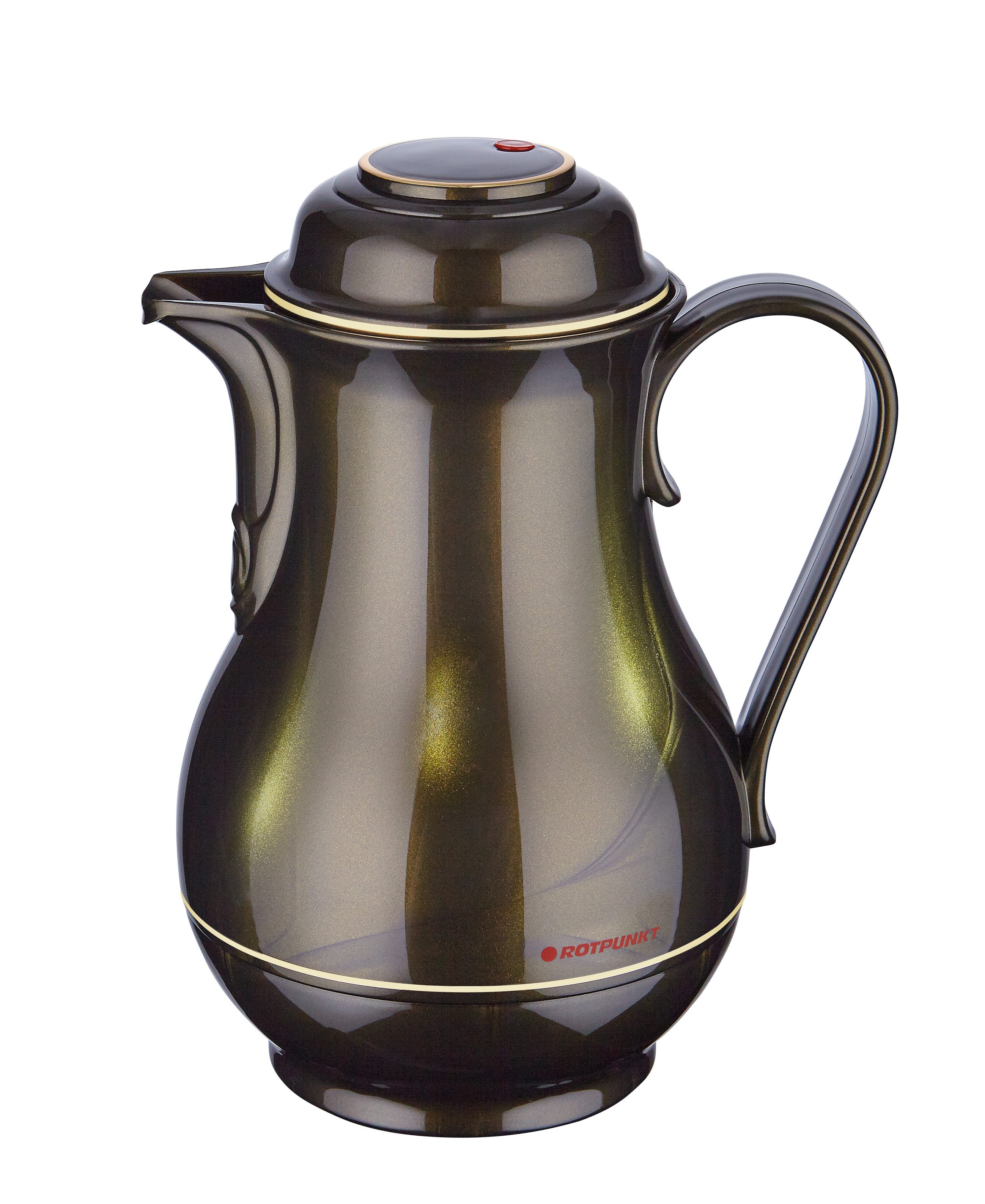 ROTPUNKT Isolierkanne 1,2 Liter I Glaseinsatz I premium Thermokanne I 24 Std heiß, (Kaffeekanne I Teekanne, Thermoflasche), Langanhaltende Isolierung