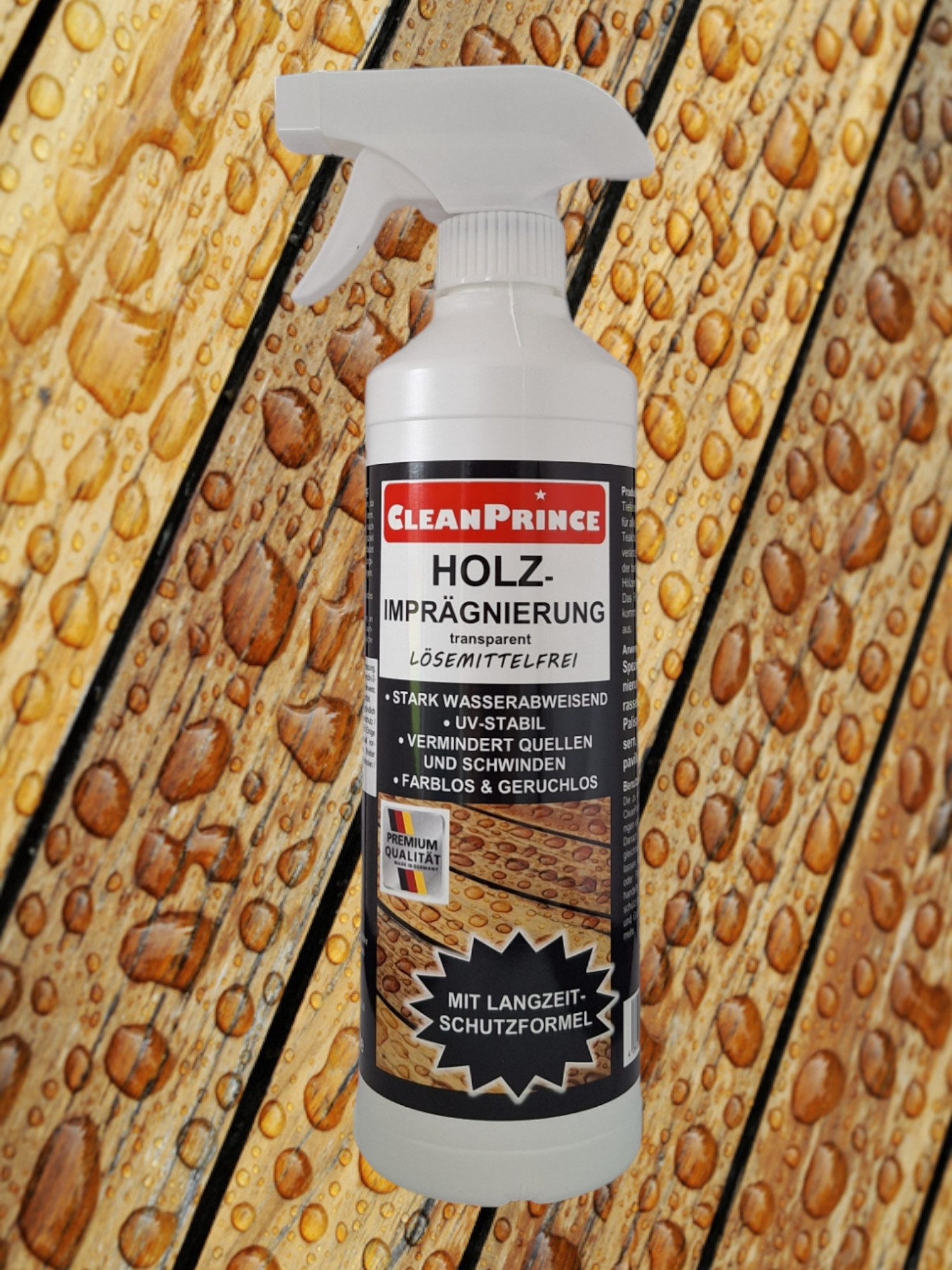 CleanPrince Holz-Imprägnierung farbloses Imprägniermittel Imprägnierspray, Made in Germany