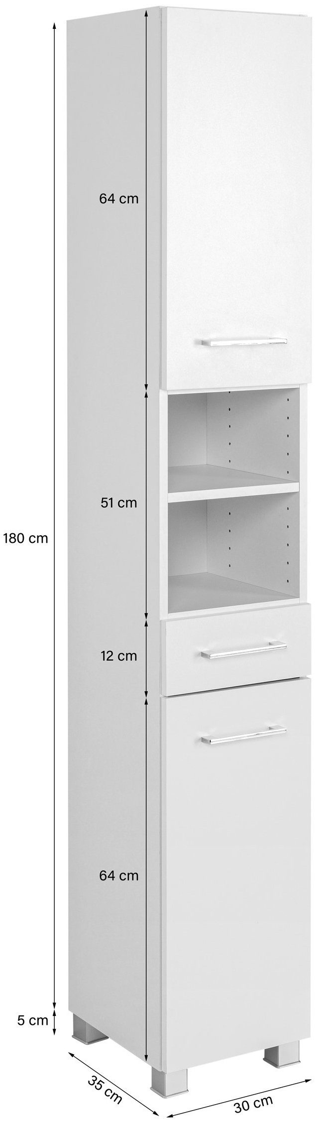 MÖBEL mit LED-Aufsatzleuchte HELD (5-St), 3D-Spiegelschrank mit Avignon, weiß Badmöbel-Set