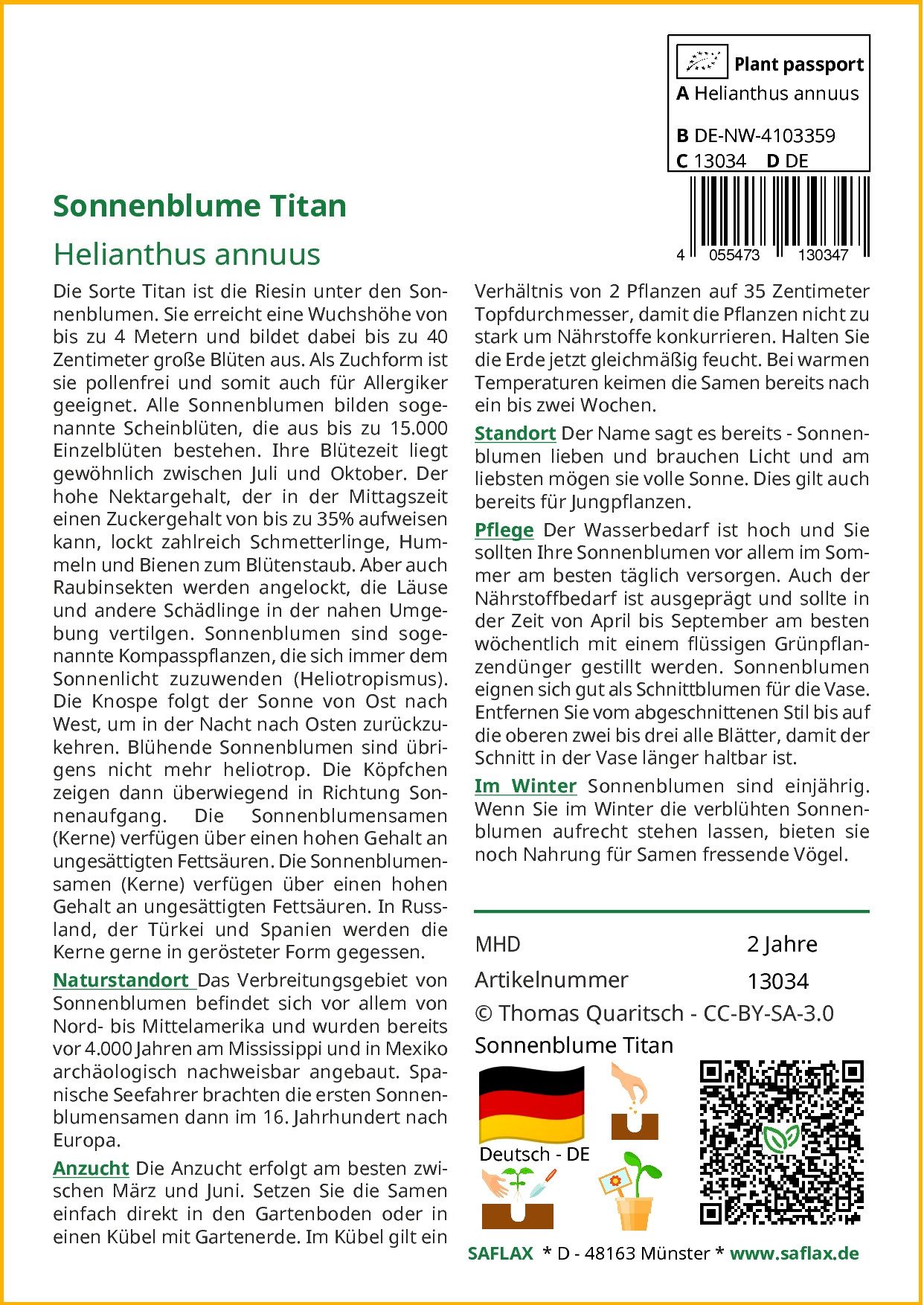 SAFLAX Blumensamen SAFLAX - Samen - Sonnenblume Titan günstig online kaufen