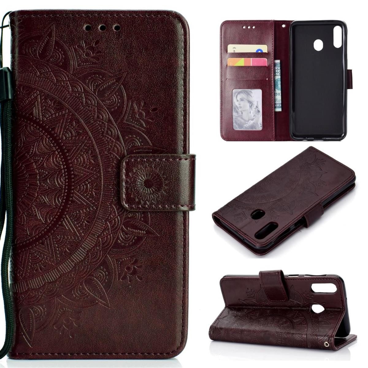 CoverKingz Handyhülle Huawei P40 lite E Handy Hülle Flip Case Cover Handytasche Mandala, Klapphülle Schutzhülle mit Kartenfach Schutztasche Motiv Mandala