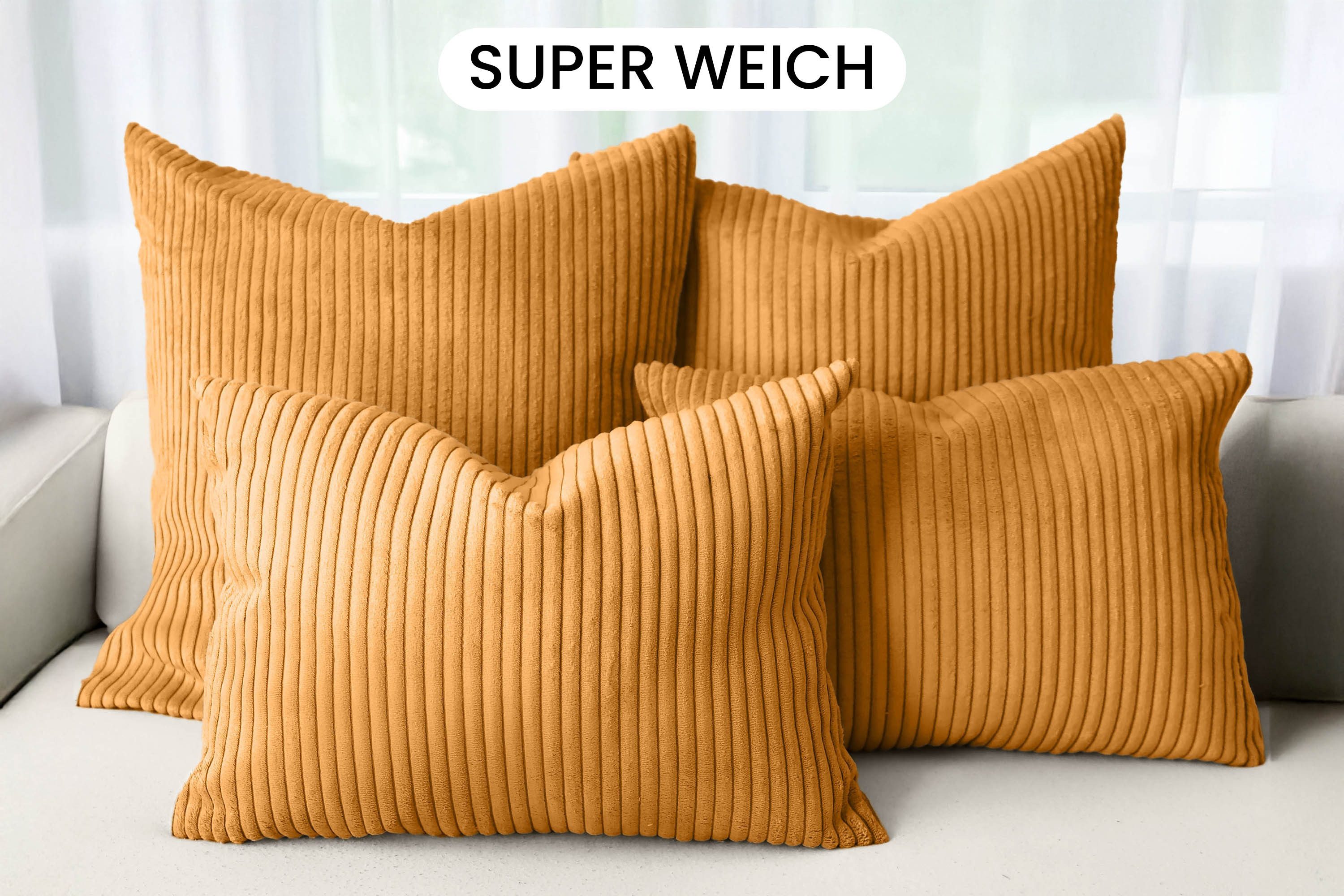 Amilian Dekokissen - Kissen Set 4er - Sofakissen mit Füllung 2x 50x50 + 2x 35x45cm, (4 Stück) Kuschelkissen - Zierkissen mit Kissenfüllung - Couchkissen