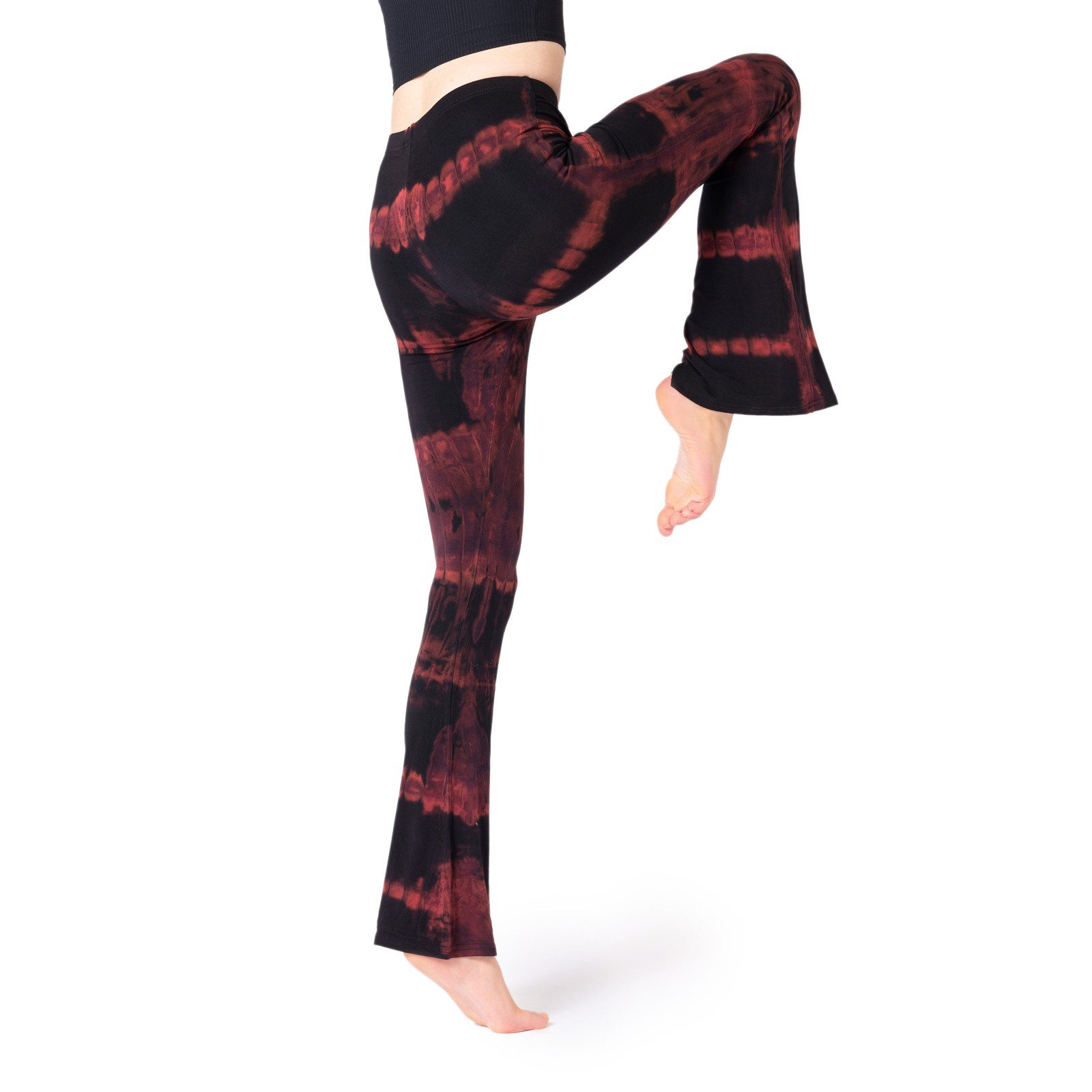 PANASIAM Schlaghose Unikat Batik Leggings stretch mit ausgestelltem Bein handgefertigt bequeme Bootcut Hose mit Schlag aus natürlicher Viskose für Yoga Sport