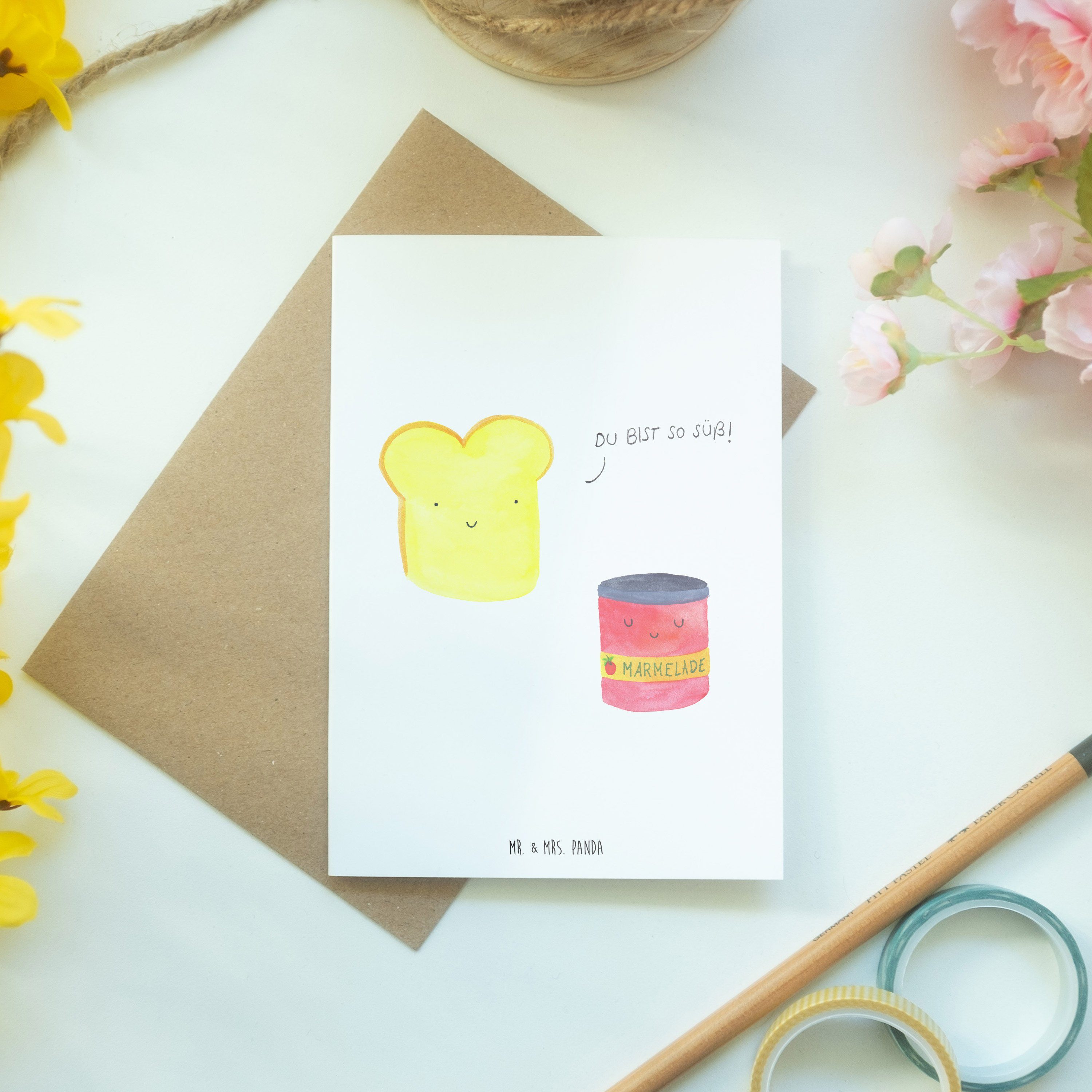 Mr. & Mrs. Panda Grußkarte Marmelade Laune, Brot, Einladungskart Toast Weiß - Gute - & Geschenk