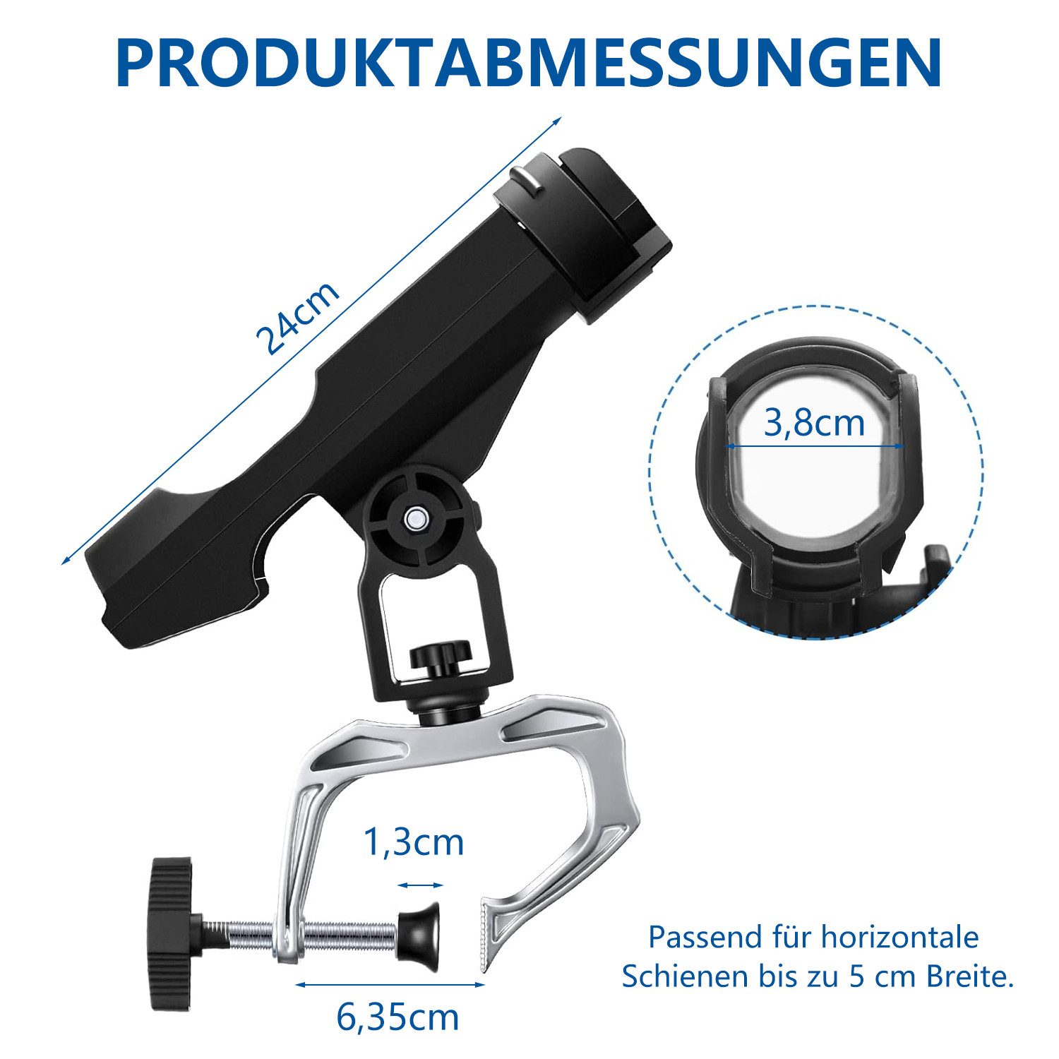 OSTWOLKE Rutenhalter Angelrutenhalter für Boote Fischerboot Kajak 360 Grad verstellbar, (2-tlg., Einfache Montage, Stabil und Vielseitig)