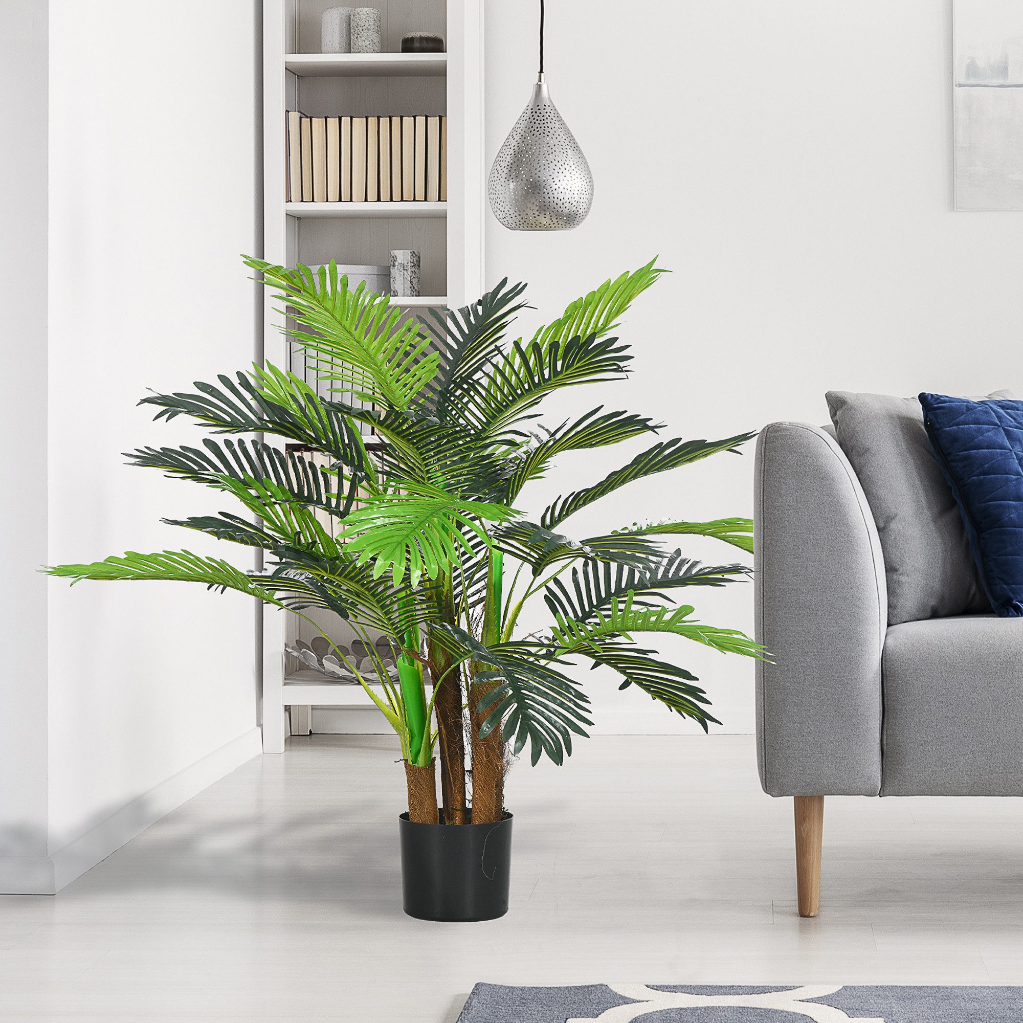 Kunstpflanze Künstliche Kunst Groß im Topf Wie Echt Zimmer Wohnzimmer Balkon Palme, HOMCOM, Höhe 100 cm, Pflanze Deko für Indoor, Outdoor, Grün
