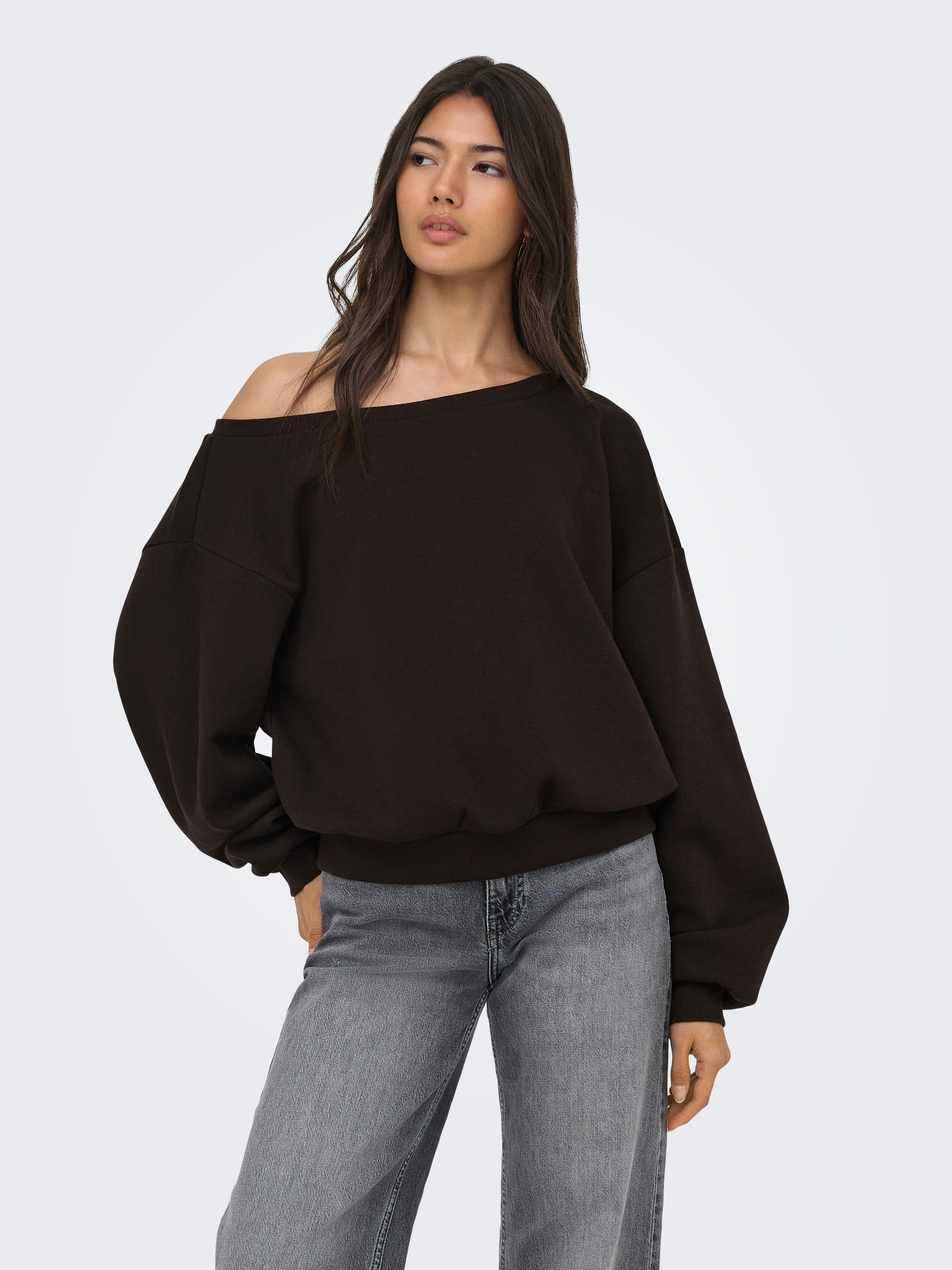 ONLY Sweatshirt ONLRHINA L/S ONE SHOULDER NOOS SWT Baumwollmischung, oversize