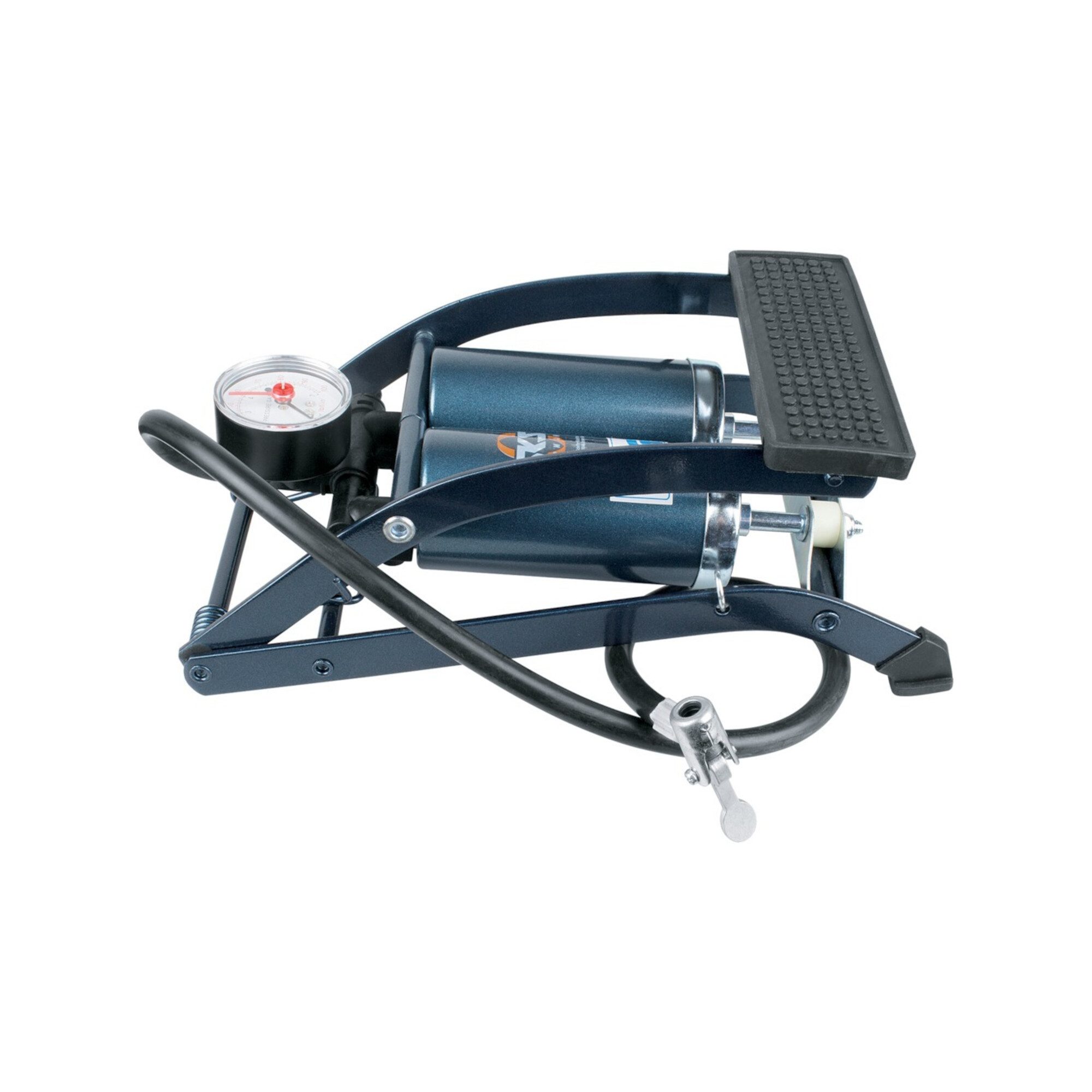 Contorion Handpumpe SKS Fußluftpumpe 5bar Doppelzylinder m.Manometer