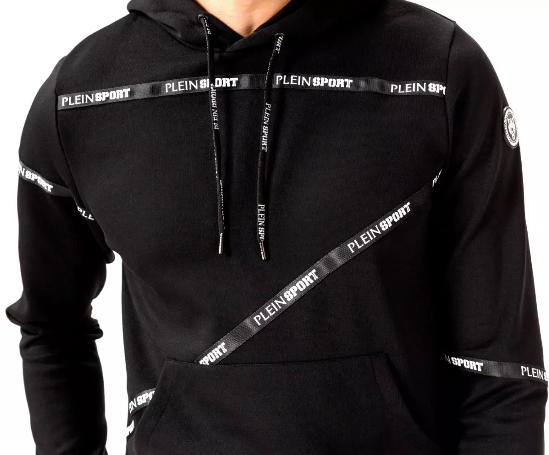 PHILIPP PLEIN Hoodie Herren Kapuzen Swetashirt mit Logo Streifen Kapuze mit Kordelzug, gummiertes patch, Kängurutasche, Logo Streifen