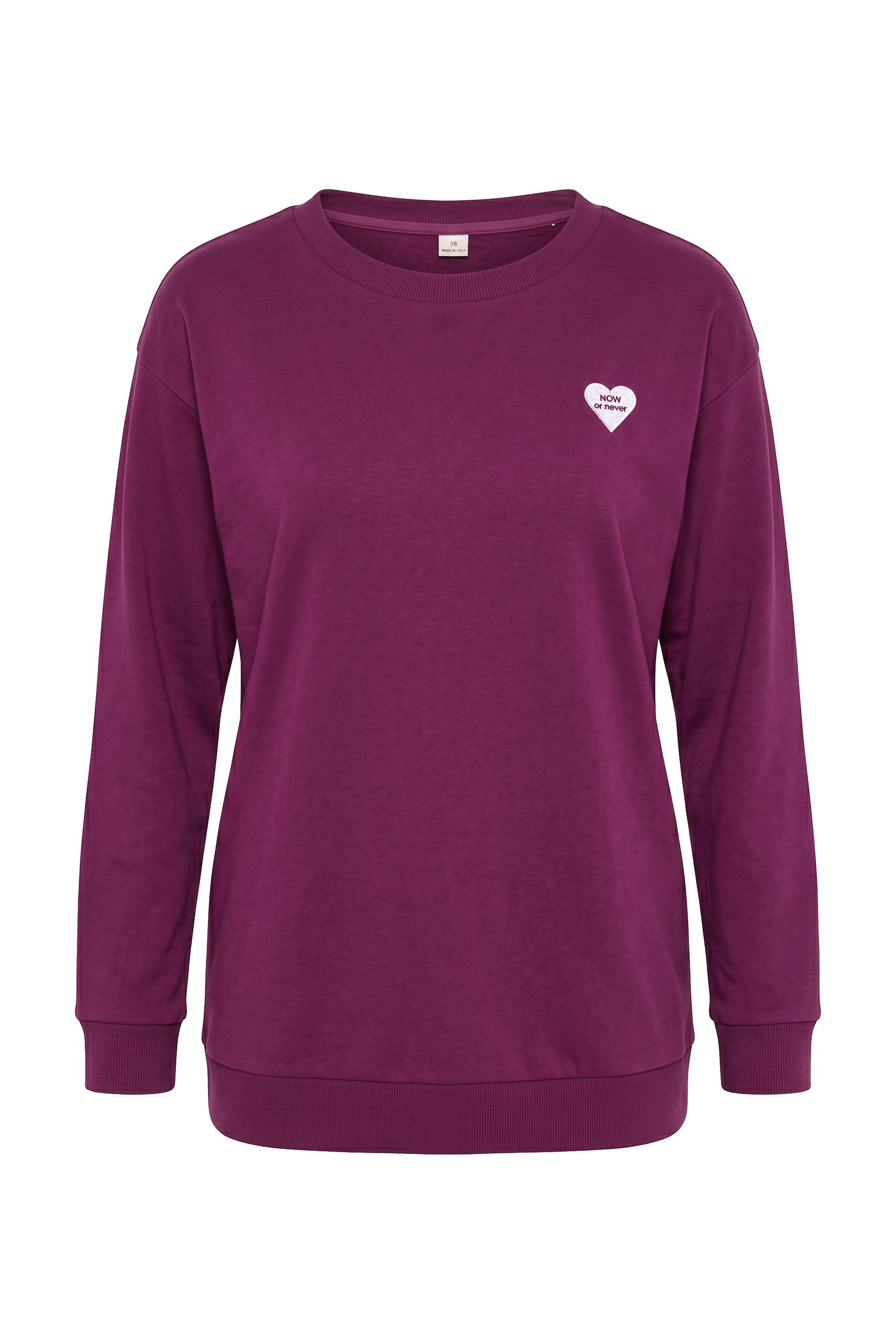 Ulla Popken Sweatshirt Sweatsirt Herz-Stickerei Oversized Rundhals – Bild 2 von 4