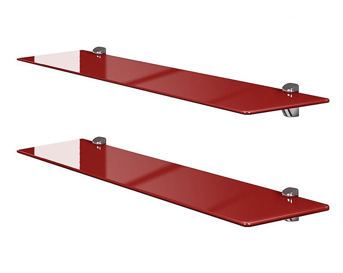einfachgutemoebel Waschtisch-Set SET Glasregal aus Sicherheitsglas rot 80cm / 2 Stück, (Glasregal, 1-St., Glasregal)