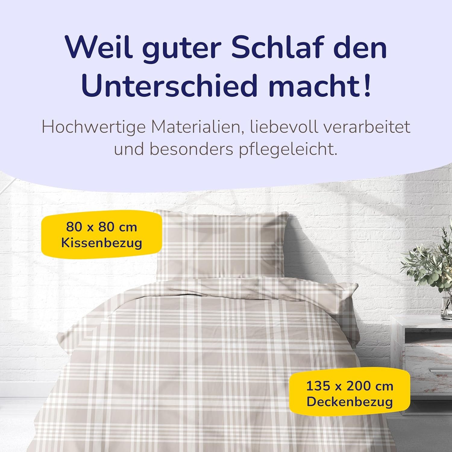 Träumschön Bettwäsche Premium Biber Bettwäsche 135x200 cm oder 155x220, Beige, Grau, Biber, 2 teilig, mit Reißverschluss, 100% Baumwolle, kuschelig warm im Winter