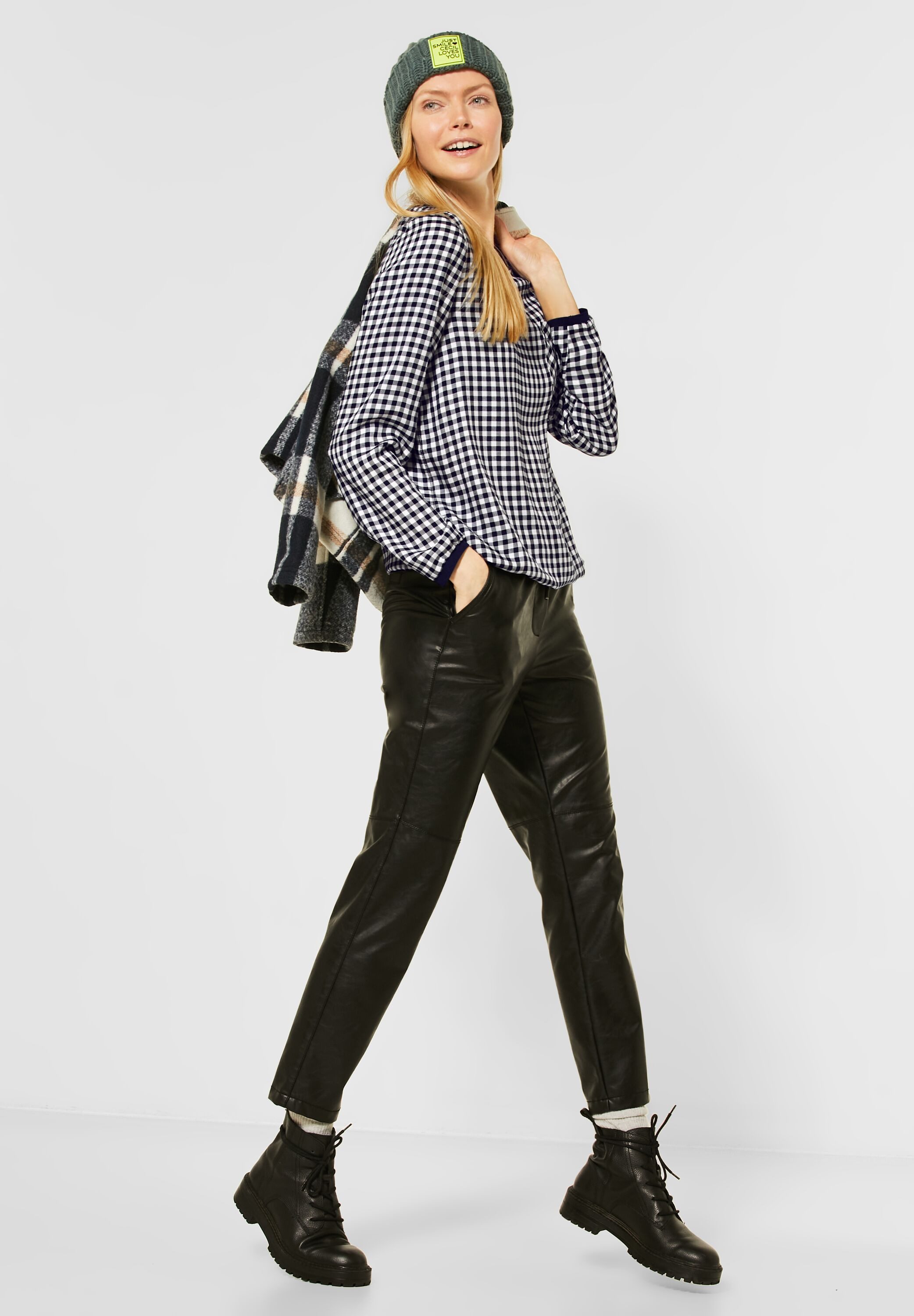 CECIL Langarmbluse Bluse mit Vichy-Karomuster