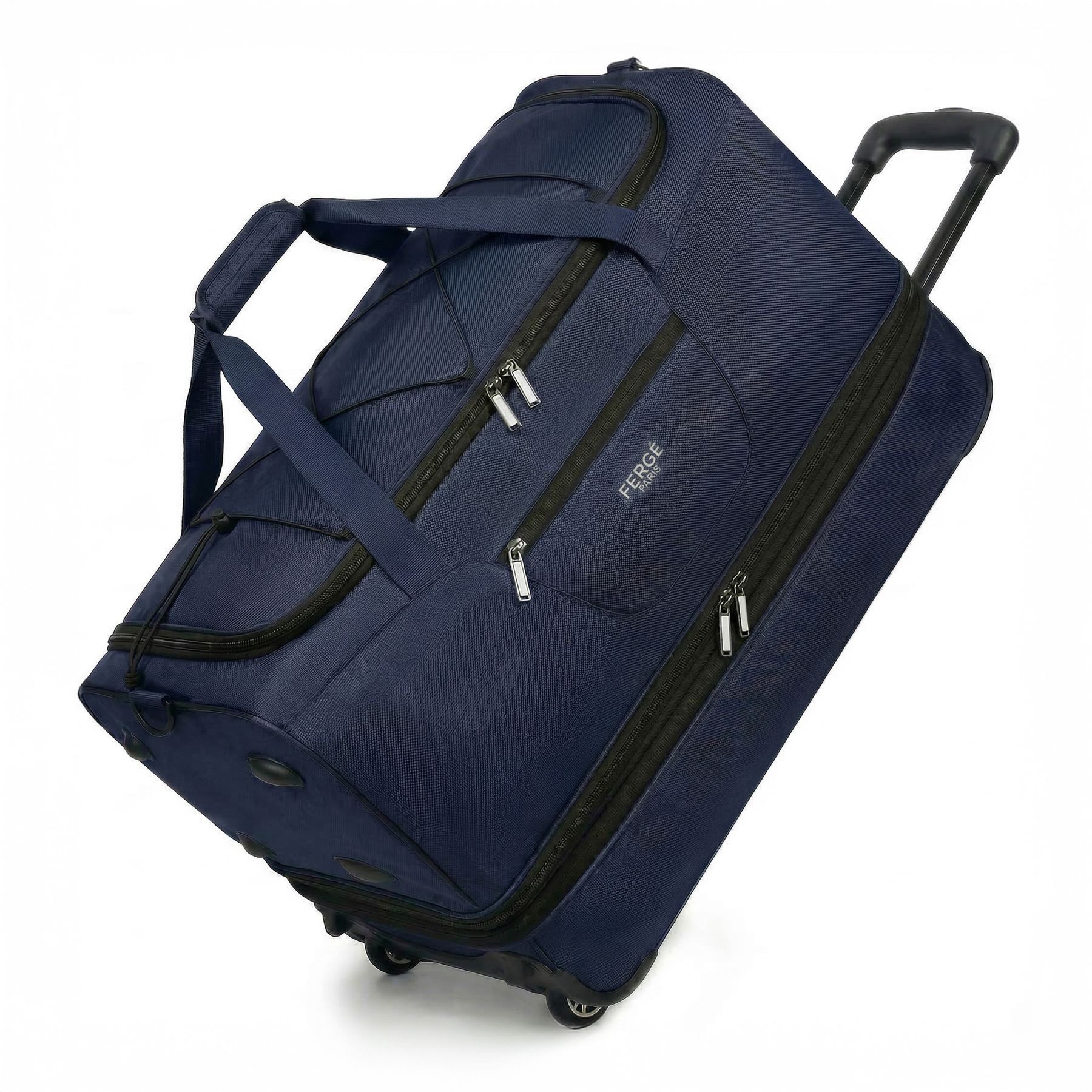 FERGÉ Reisetasche mit Rollen & extra Schuhfach, groß, Handgepäck, Tragetasche aus Nylon, Erweiterbare Reisetasche, Handgepäck / XL, Schuhfach & Außenfächer