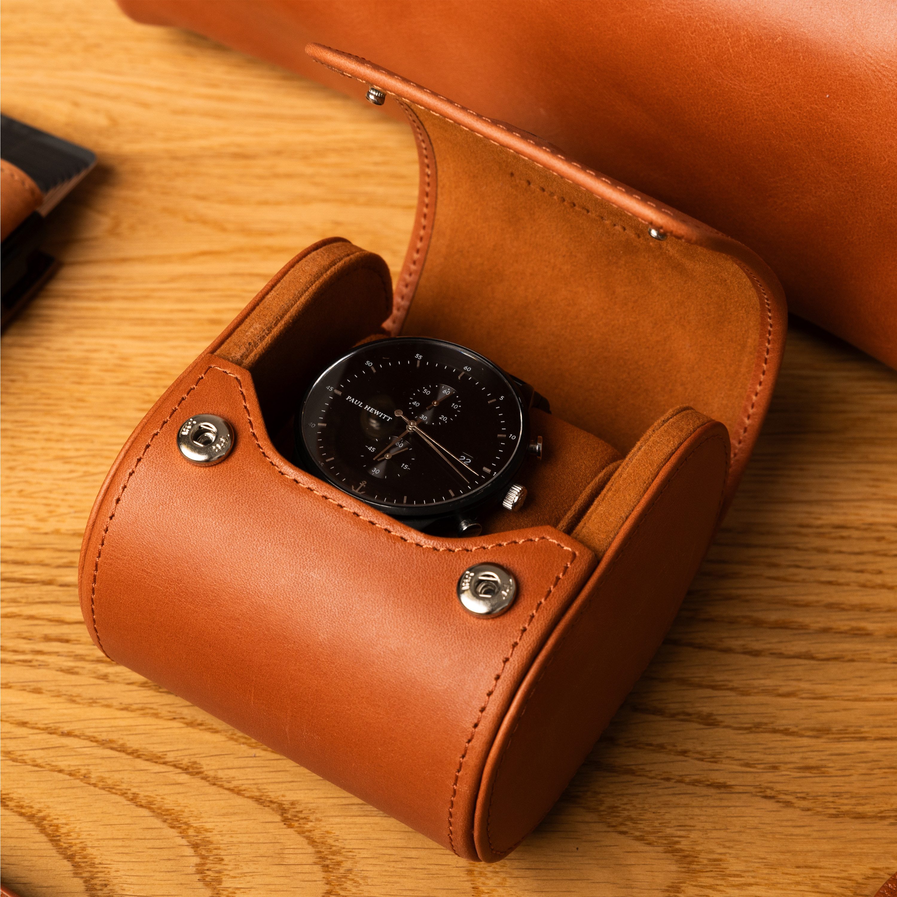 Gentlemen's Uhrenbox Echtleder Watchbox - mit weichem Innenfutter, 100% handgefertigt, ideal auch als Geschenk