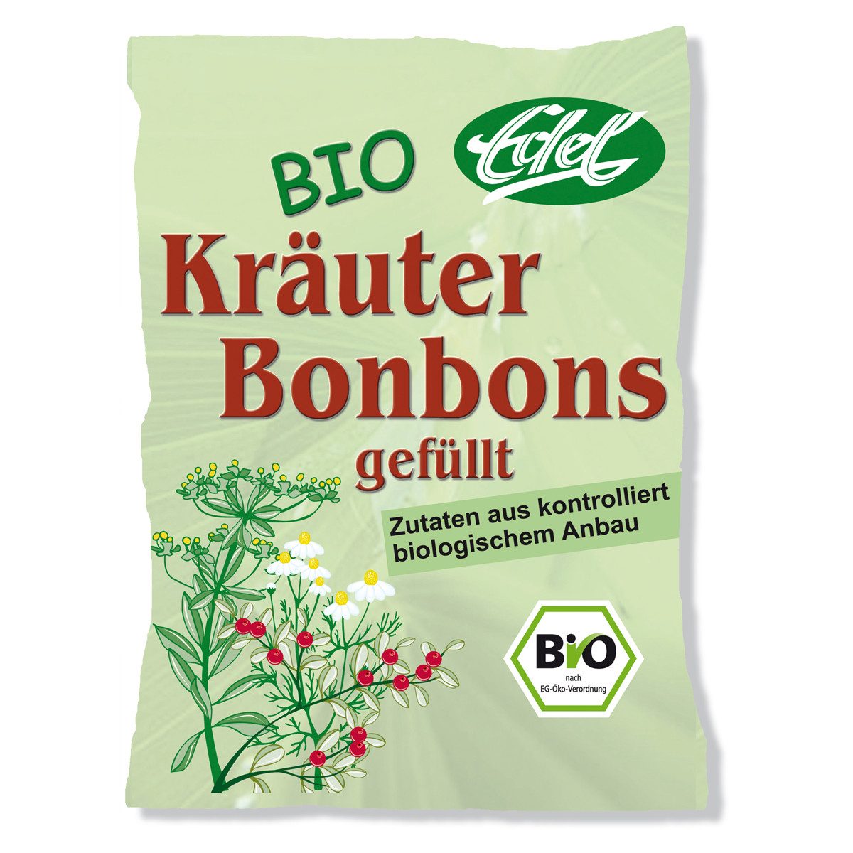 Edel Süßigkeit, Edel Bio Kräuter Bonbons fein gefüllt und einzeln gewickelt 75g