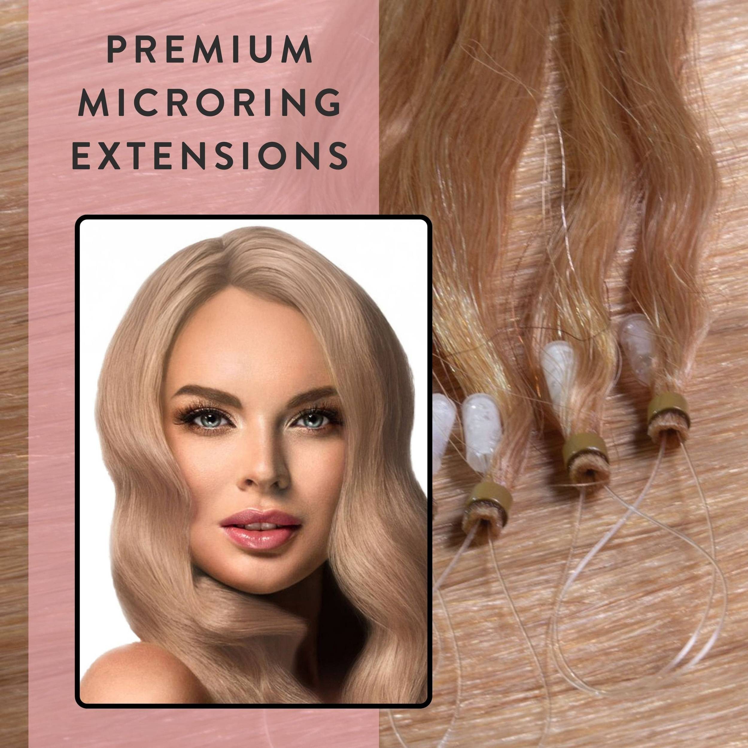 hair2heart Echthaar-Extension Premium Microring Extensions #8/01 Hellblond Natur-Asch 40cm