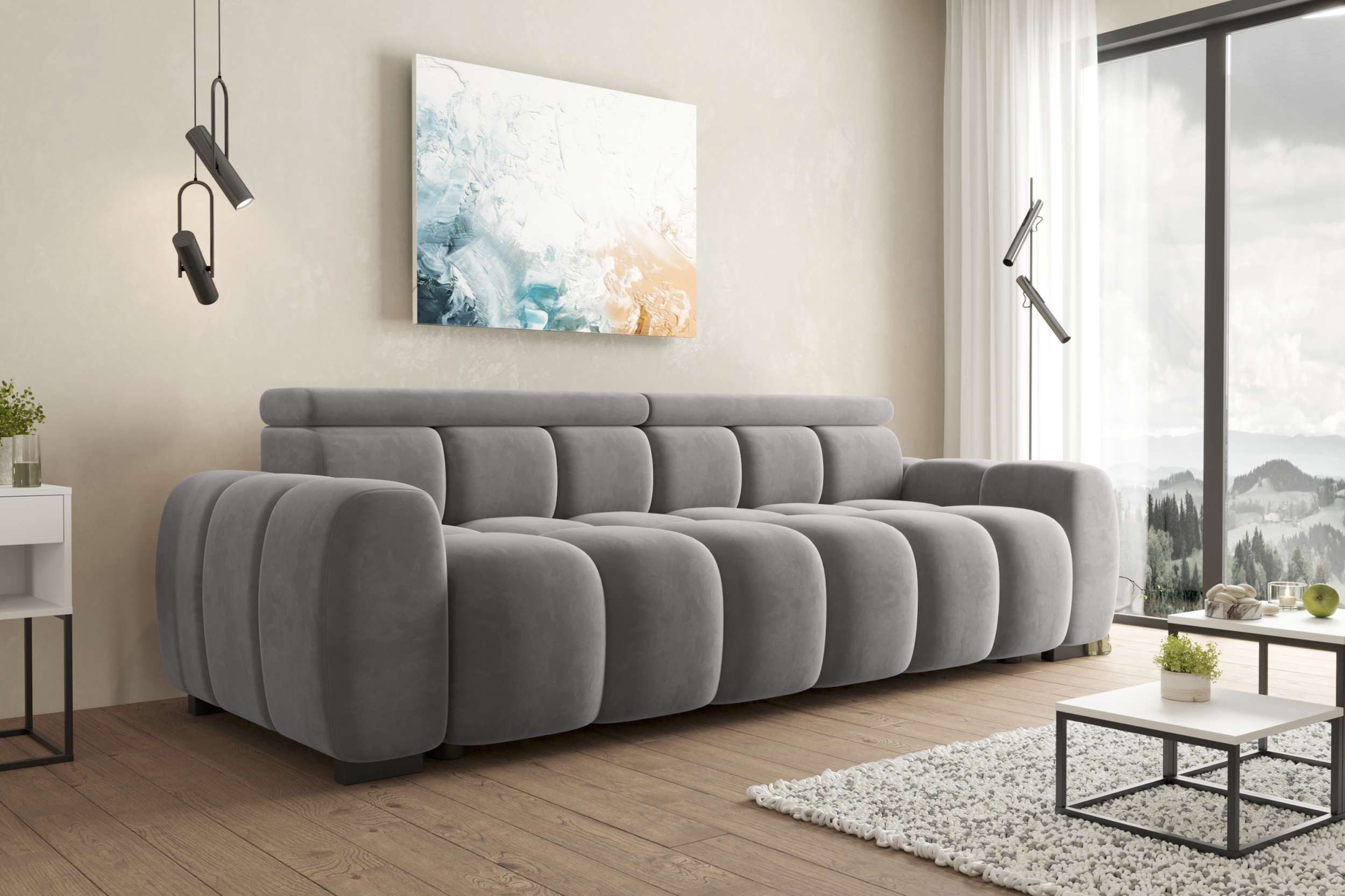 99rooms Big-Sofa Alessio, Sofa, Big-Sofa, mit elektrischer Sitztiefenverstellung, Bezug: Velours TIFFANY