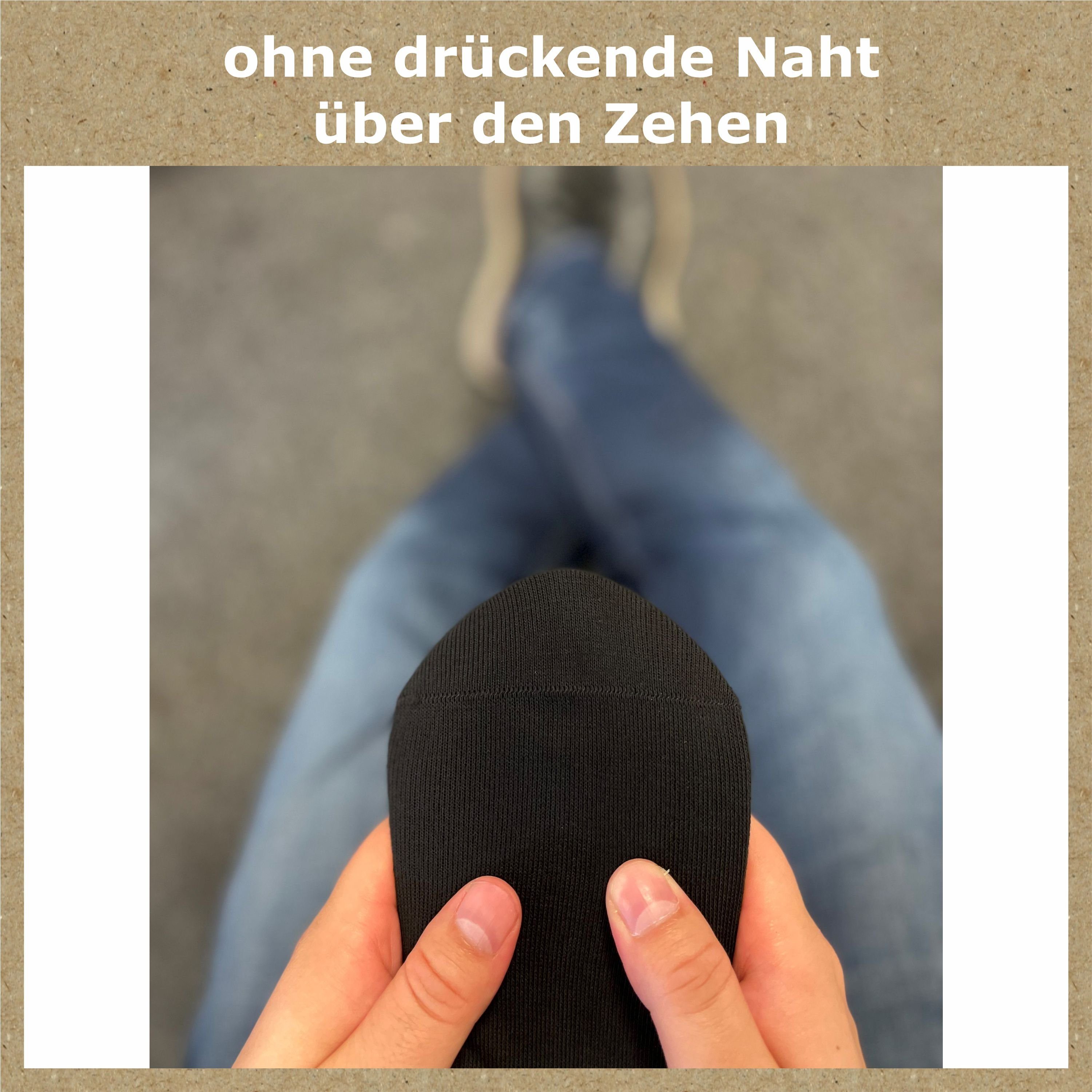 GAWILO Sneakersocken "Natur" für Damen & Herren aus 100% Baumwolle u.a. in weiß & schwarz (8 Paar) ohne drückende Naht über den Zehen - Spitze handgekettelt