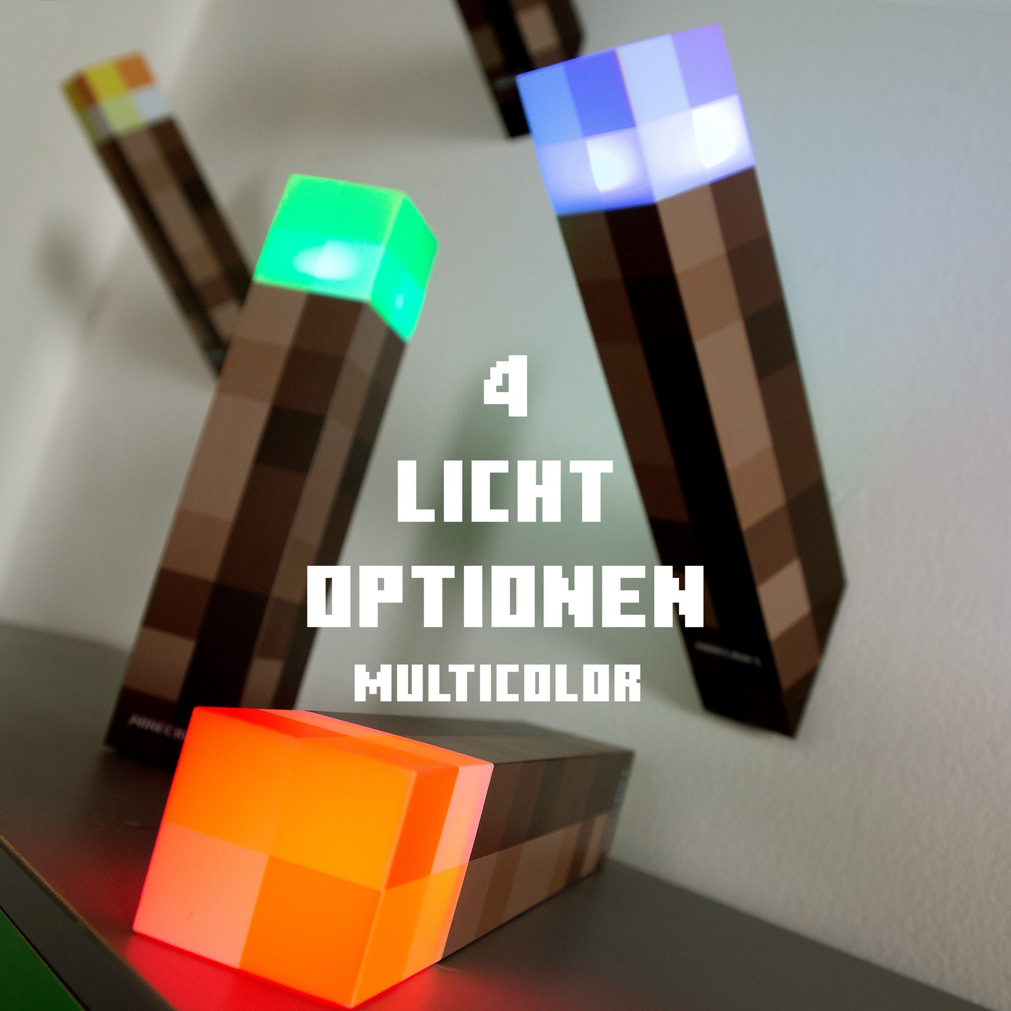 Minecraft LED Dekolicht - Deko für Minecraft Fans - Dekolampe, aufladbarer Akku, LED fest integriert, Designs: Fackel, Potion, Creeper, Netherite, Fuchsbaby oder Axolotl