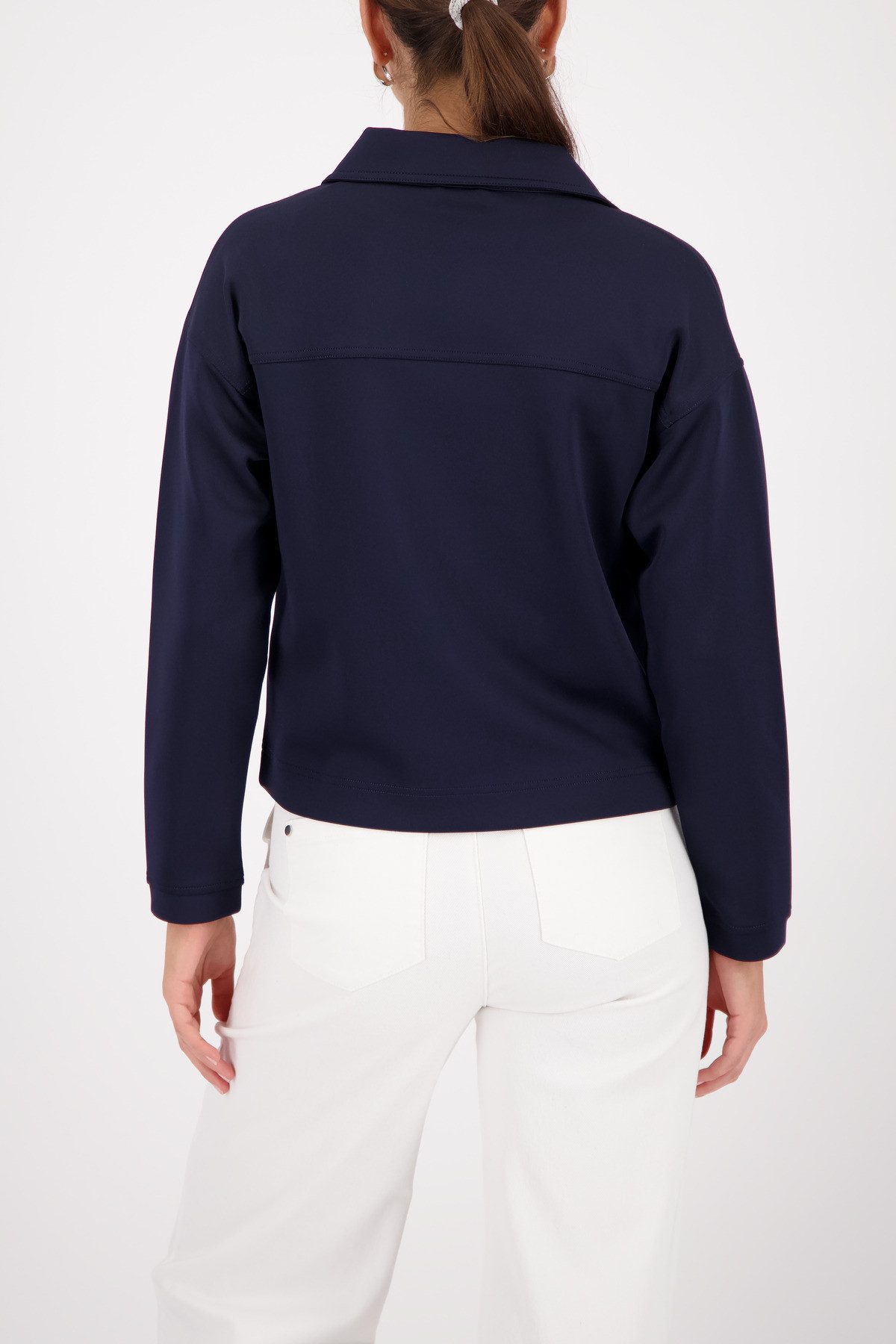 Monari Sweatjacke Hemdkragen, große Brusttaschen, elastische Qualität