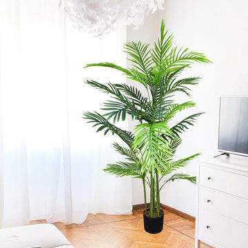 Kunstpalme Palme Palmenbaum Fächerpalme Kunstpflanze Künstliche Pflanze 150 cm, Decovego