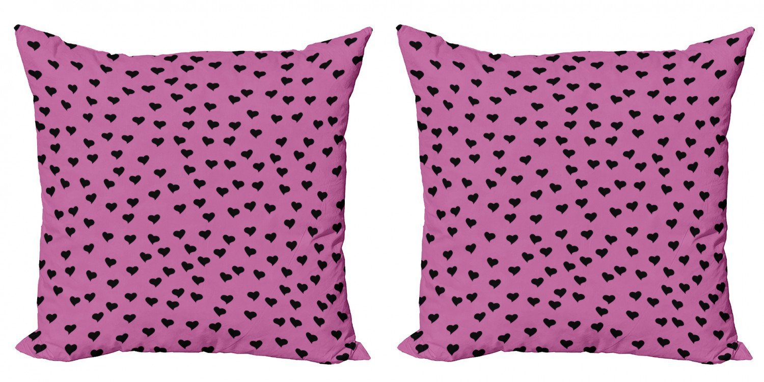 Kissenbezüge Modern Accent Doppelseitiger Digitaldruck, Abakuhaus (2 Stück), Hot Pink Black Hearts Romantic