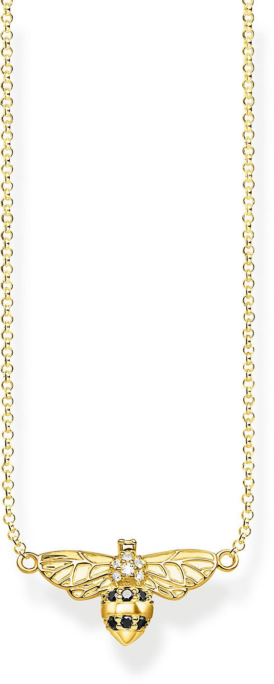 Silberkette Halskette Biene - 750 Gelbgold Vergoldung