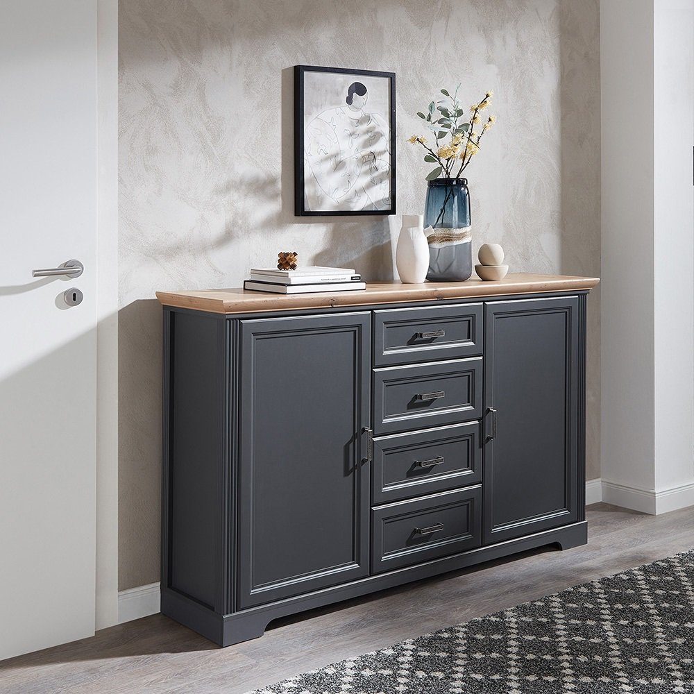 Lomadox Sideboard JÜLICH-36, in graphit mit Artisan Eiche Nb. 165/102/41 cm