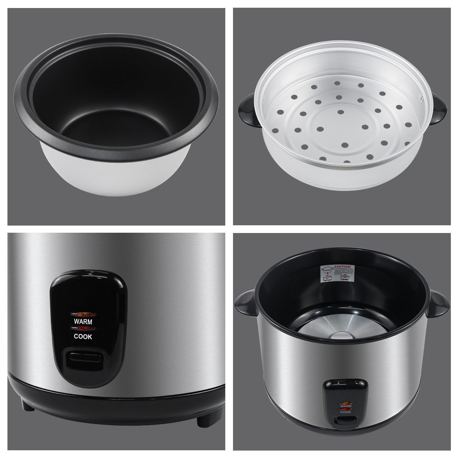 OZAVO Reiskocher OZSRC-18 1,8L Warmhaltefunktion Mit Dampfkorb, Löffel und Messbecher, 700 W, 10 Portione Schnellkochfunktion hitzesicheres Design