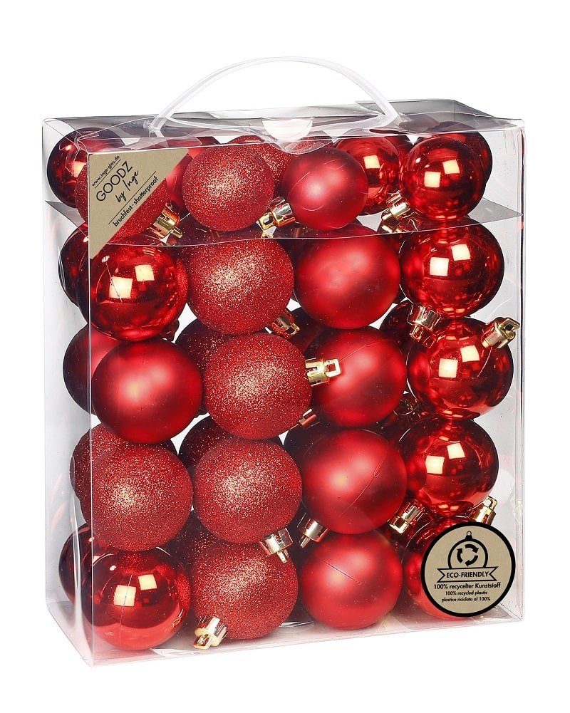 Christbaumschmuck Inge's Weihnachtskugeln 44 Stück 4-5 cm Rot, Kunststoff, bruchfest