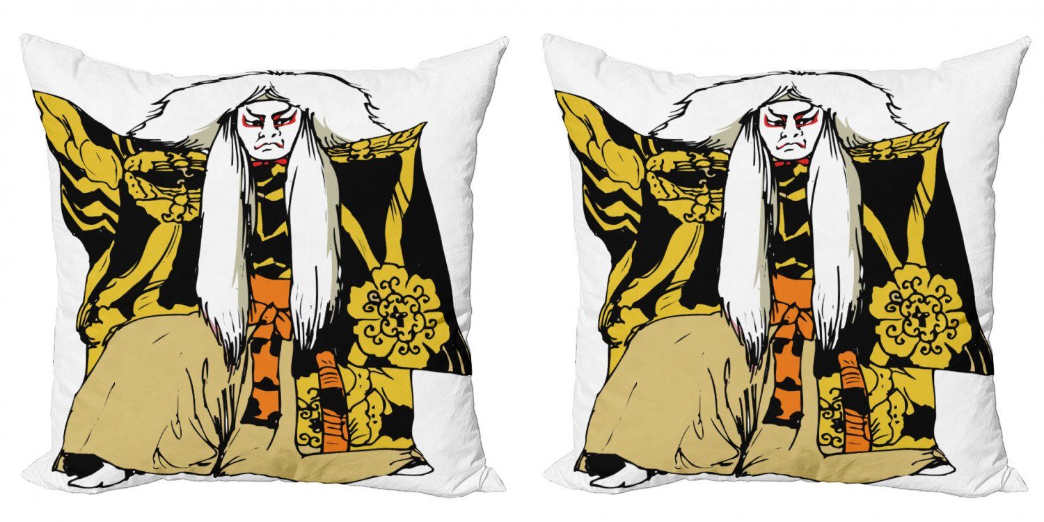 Kissenbezüge Modern Accent Doppelseitiger Digitaldruck, Abakuhaus (2 Stück), Kabuki-Maske Charakterdarsteller Kunst