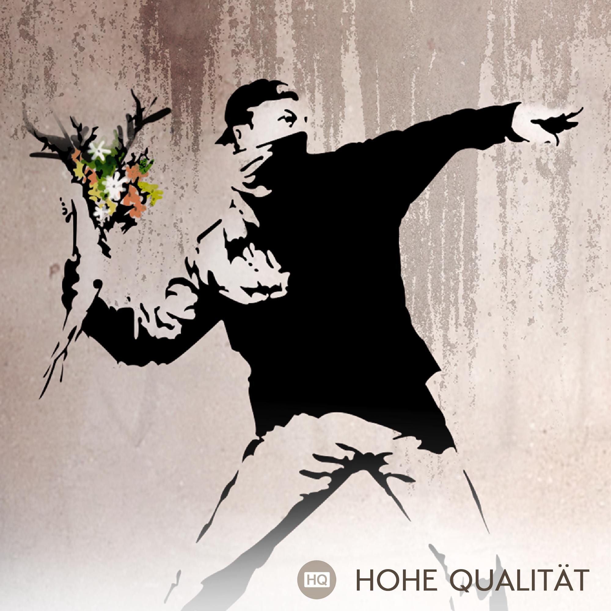 Novart Wandbild Set Banksy Style Collage Loft Grau Bilder Modern Streetart Graffiti