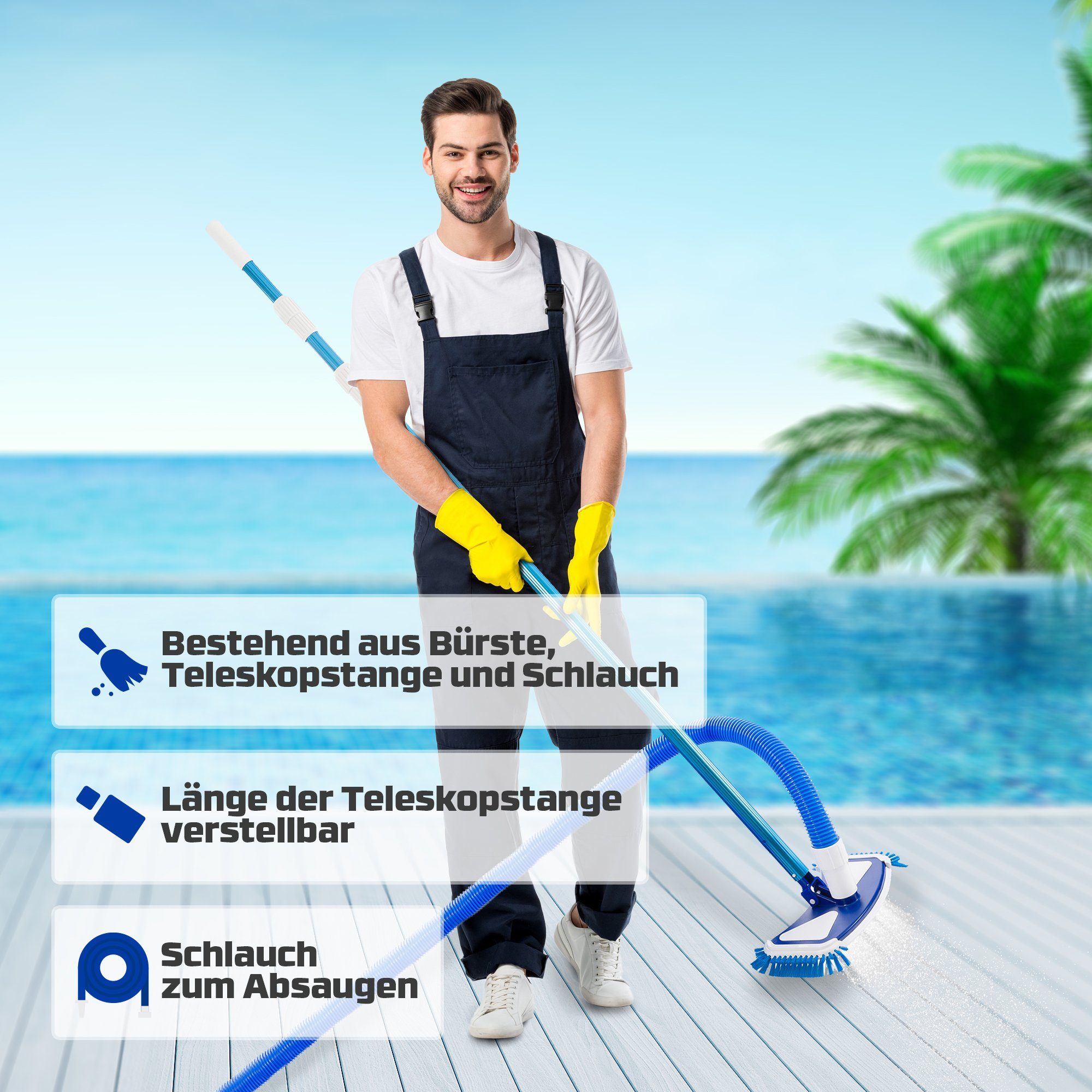 Arebos Poolbürste Poolbürste mit Clip-System und günstig online kaufen