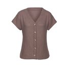 LASCANA Kurzarmshirt mit Zierknopfleiste aus weicher Piqué-Qualität