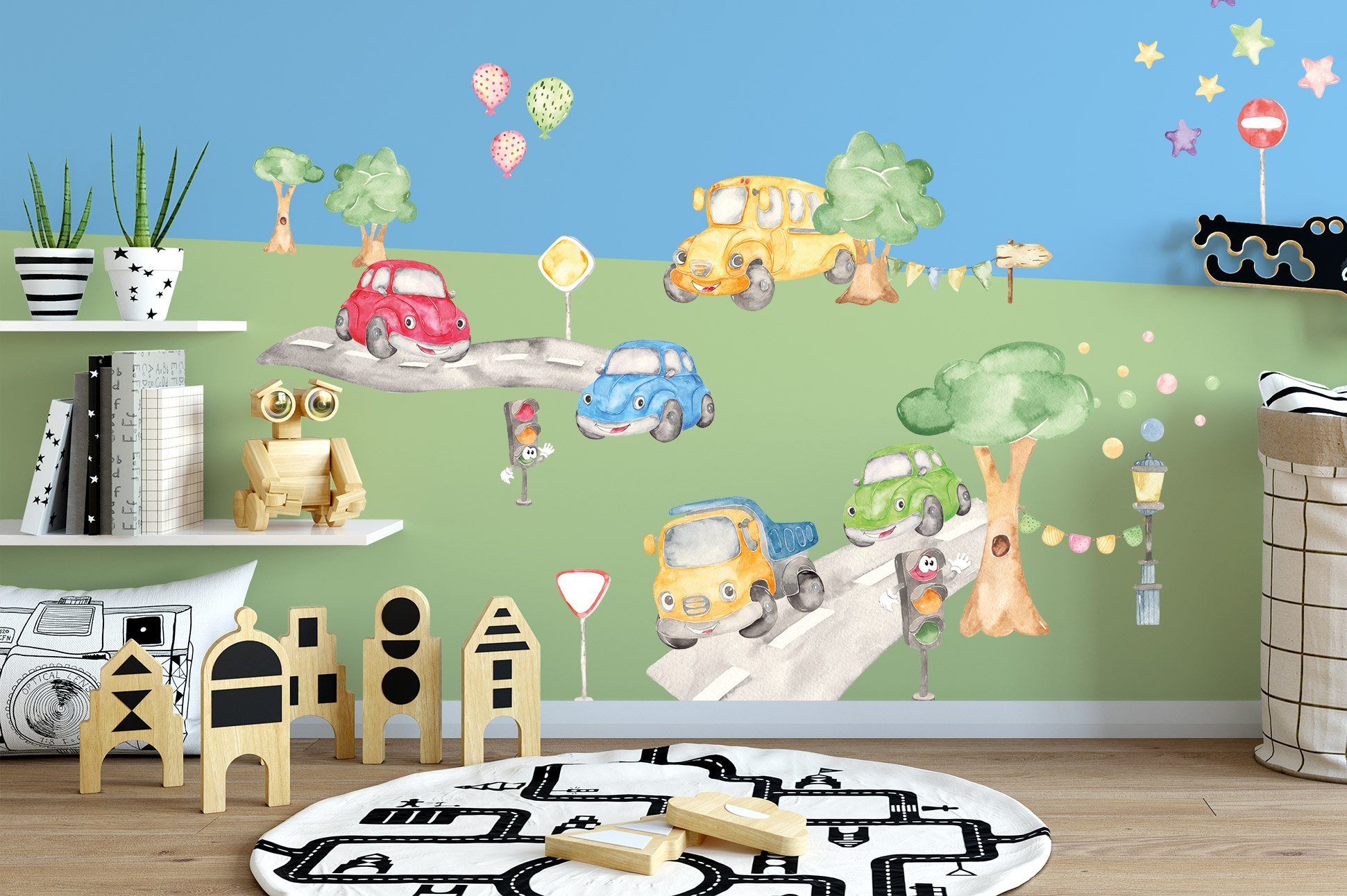 Sunnywall Wandtattoo »XXL Auto Wandtattoo Set verschiedene Motive  Kinderzimmer Aufkleber bunt Wanddeko Car Cars« online kaufen | OTTO