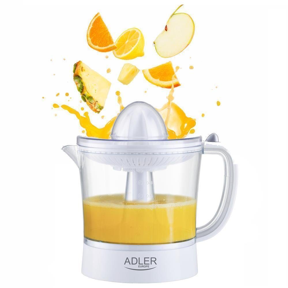 Adler Zitruspresse AD 4009, 60 W, 1L, 2 Presskegel, Saftpresse, Entsafter, Orangenpresse, weiß