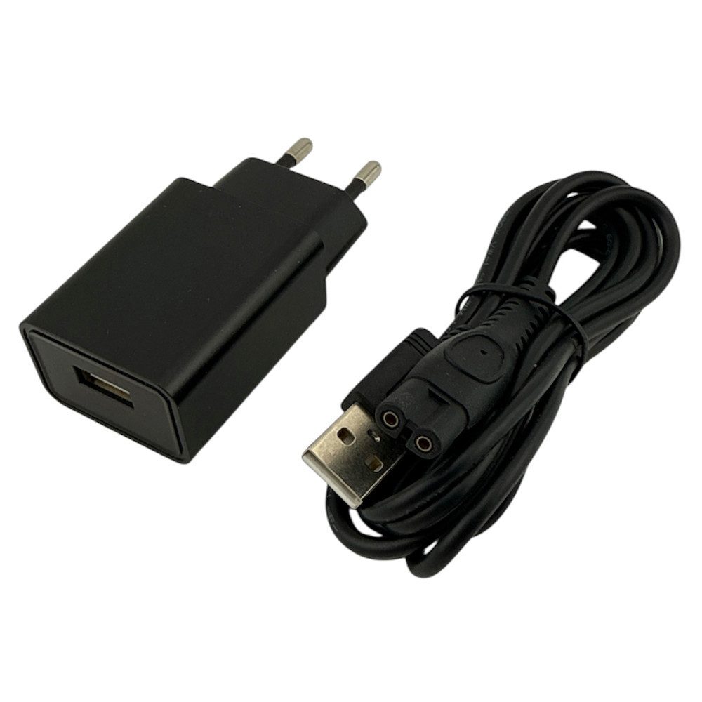 Trade-Shop Netzadapter Ladegerät passend für Philips MG7941 MG7950 MG9510 MG9520 Netzteil (USB-A Netzstecker inkl. Ladekabel für Rasierer / Kabellänge: 1,7m)