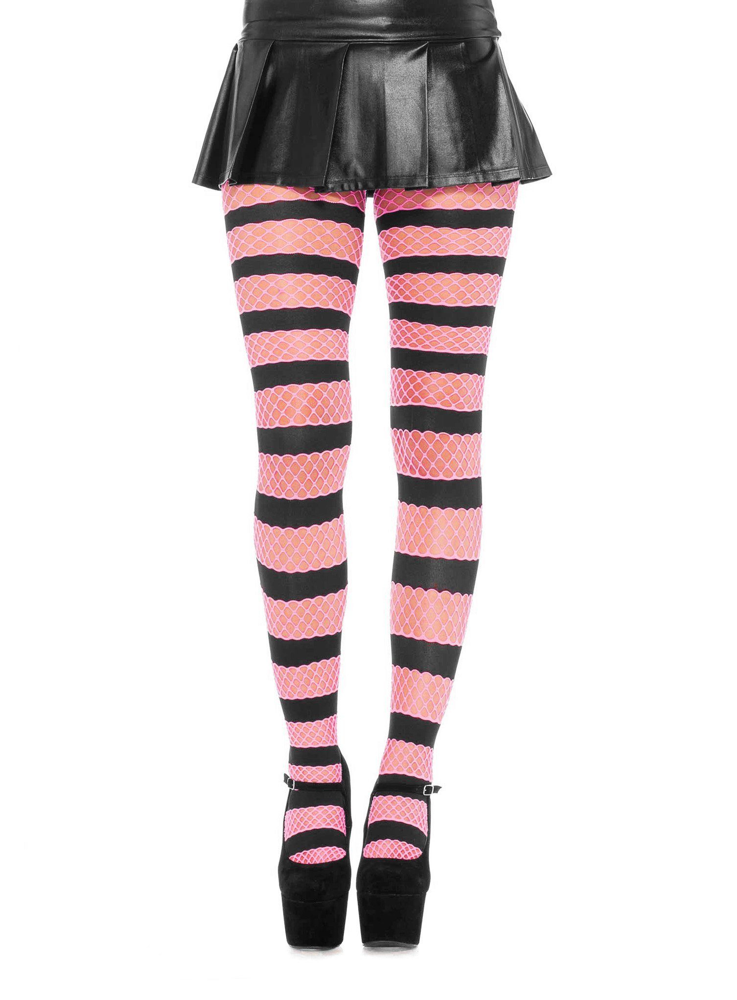 Leg Avenue Feinstrumpfhose Fishnet Strumpfhose pink gestreift Verführerisches Accessoire für einen farbenfrohen Auftritt