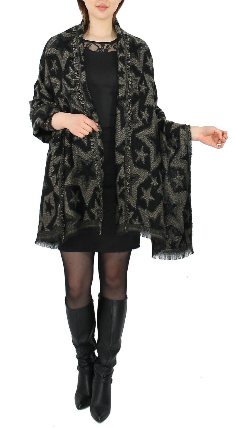 dy_mode XXL-Schal Damen Schultertuch XXL-Schal Stola Übergroßer Strick Schal, kurze Fransen